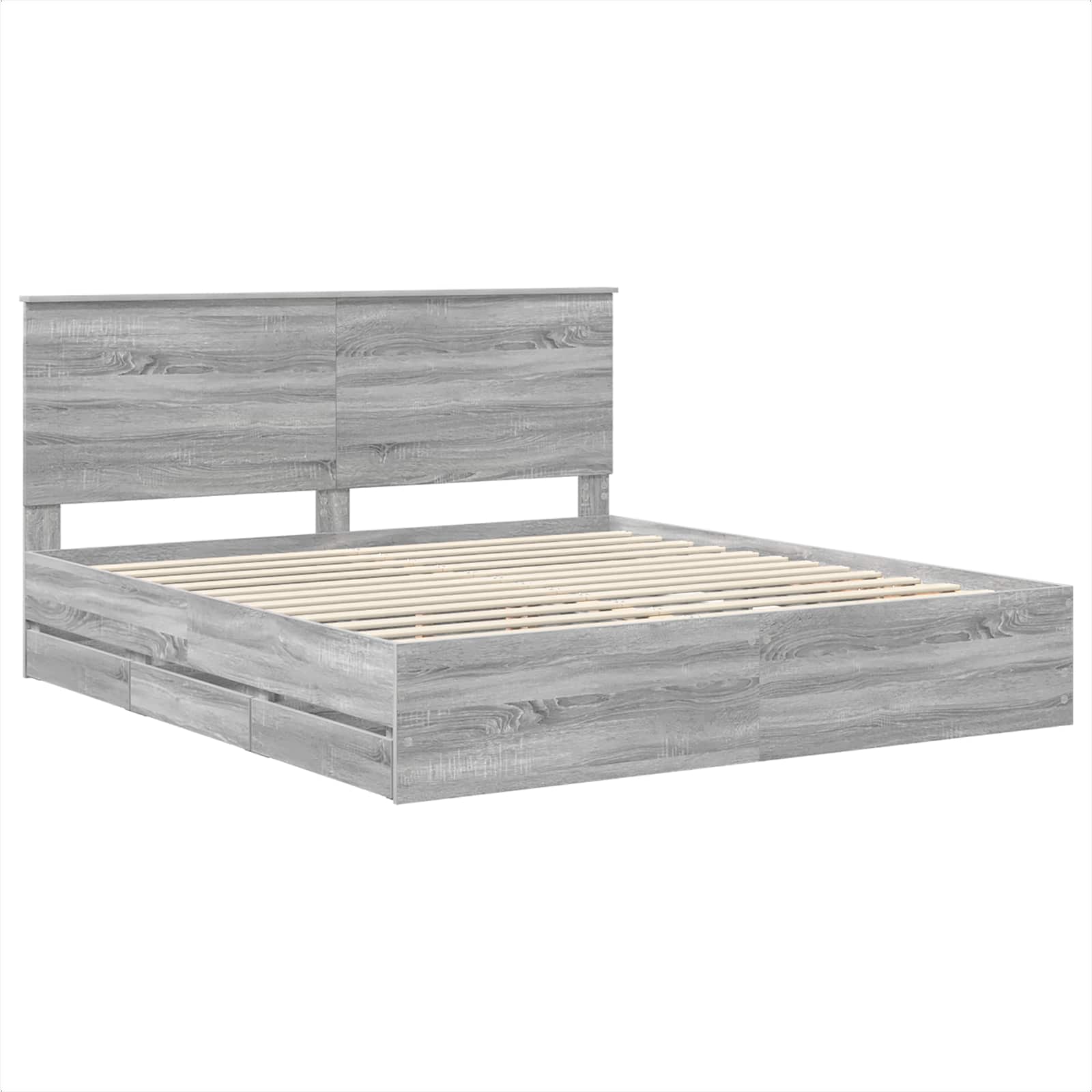 Krevetna konstrukcija Siva Sonoma 200 x 200 cm Inženjersko Drvo