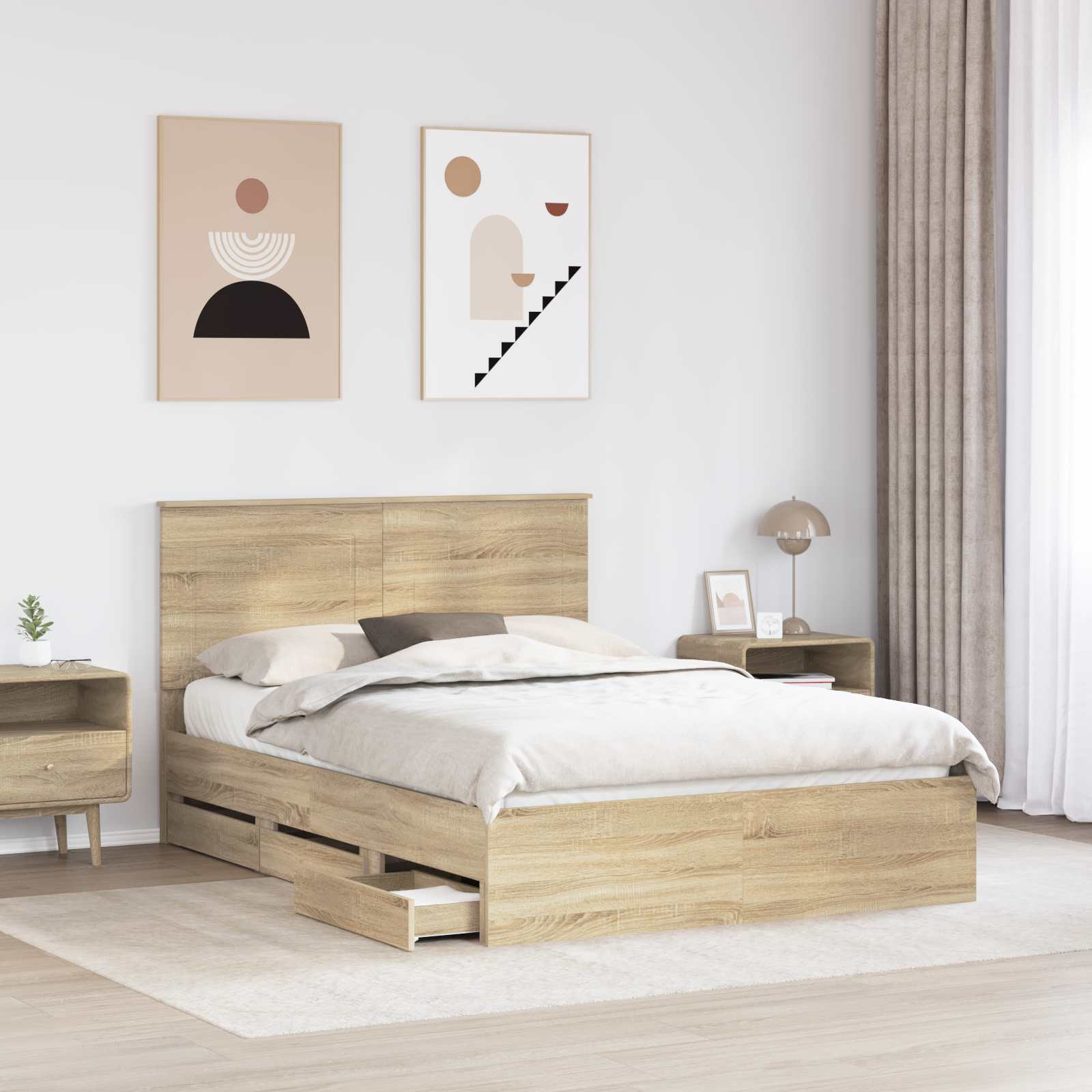 Krevetna konstrukcija s ladicama Sonoma hrast 150 x 200 cm