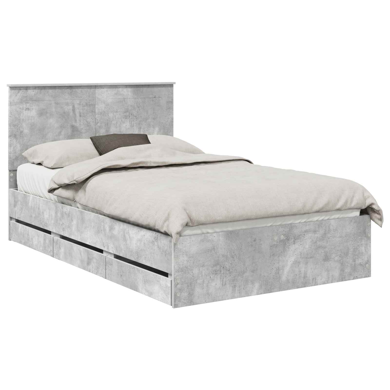 Krevetna konstrukcija s ladicama Betonski sivi 120 x 190 cm