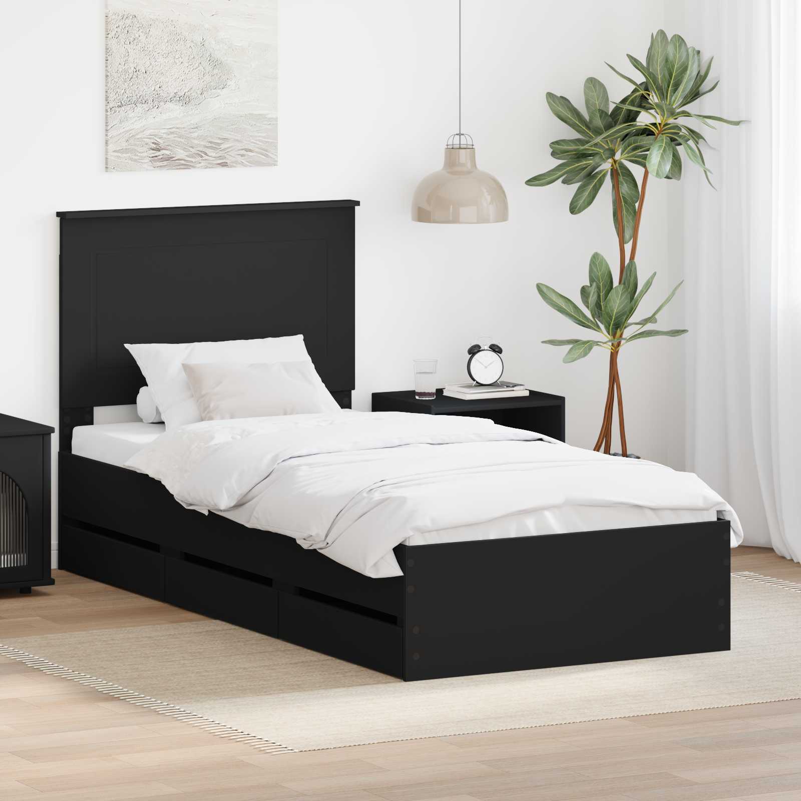 Krevetna konstrukcija Crna 100 x 200 cm Inženjersko Drvo