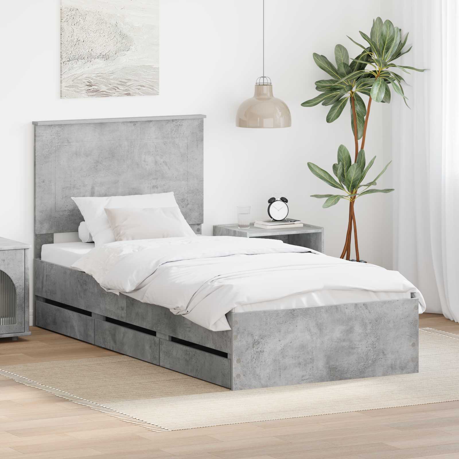 Krevetna konstrukcija s ladicama Betonski sivi 90 x 190 cm