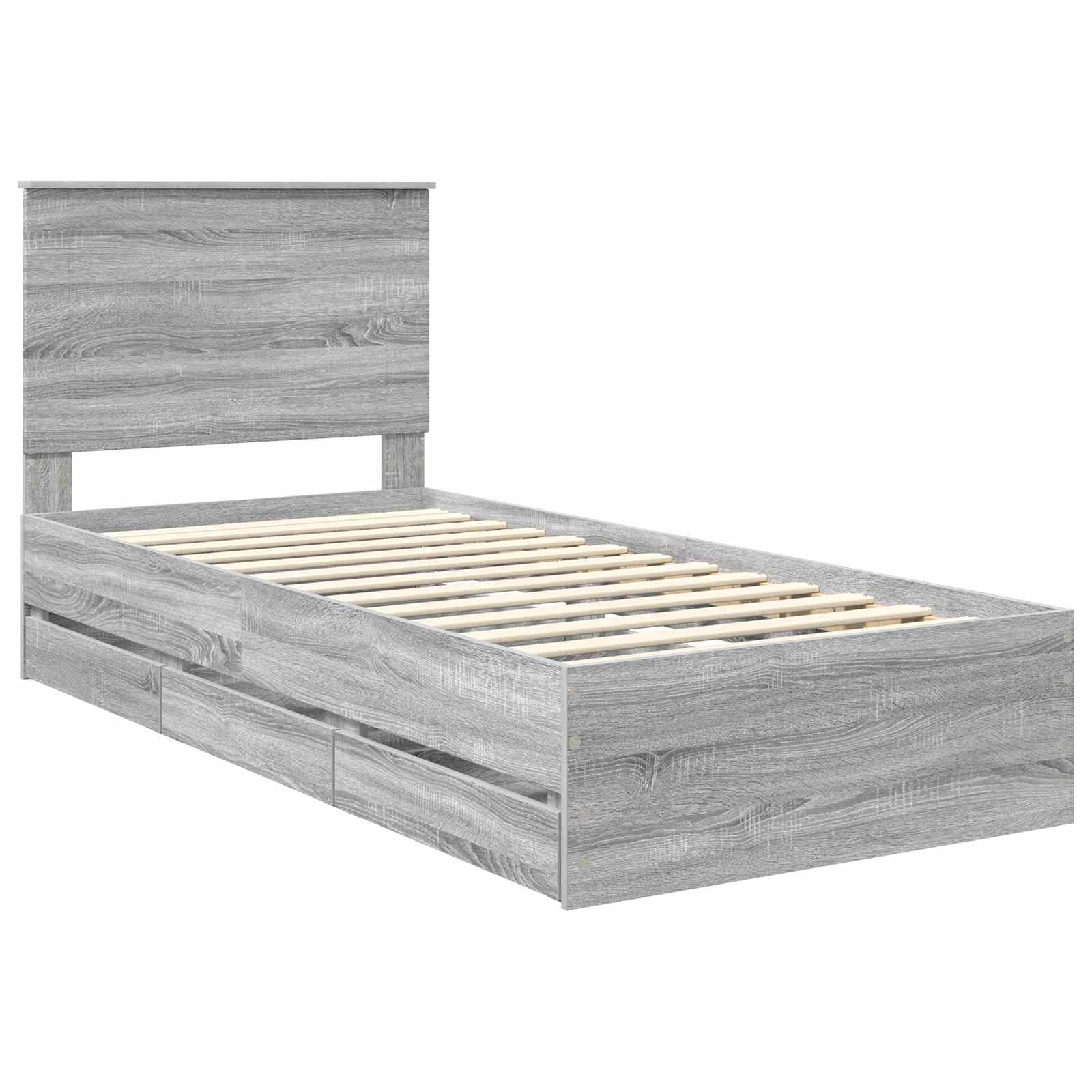 Krevetna konstrukcija Siva Sonoma 90 x 200 cm Inženjersko Drvo