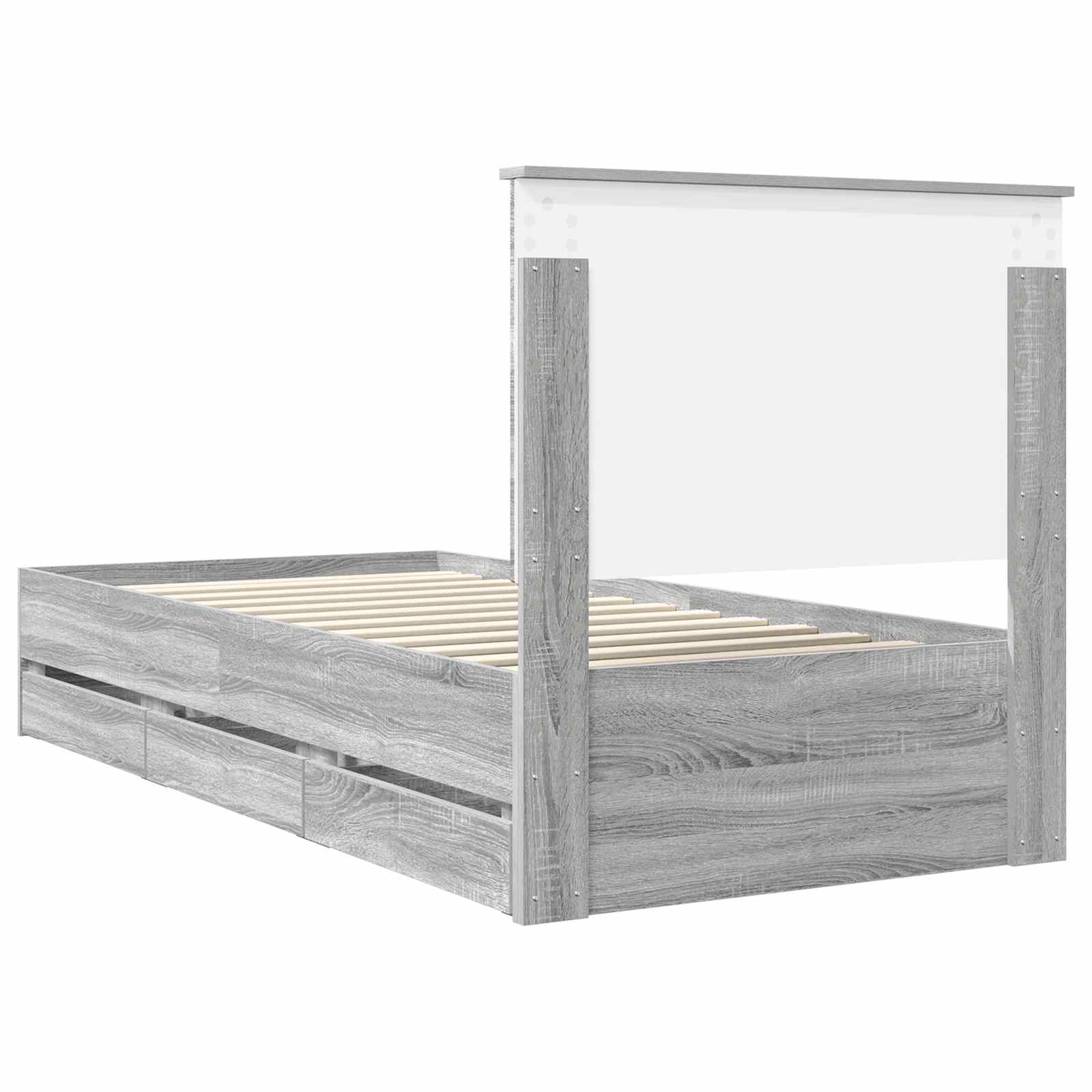 Krevetna konstrukcija Siva Sonoma 90 x 200 cm Inženjersko Drvo