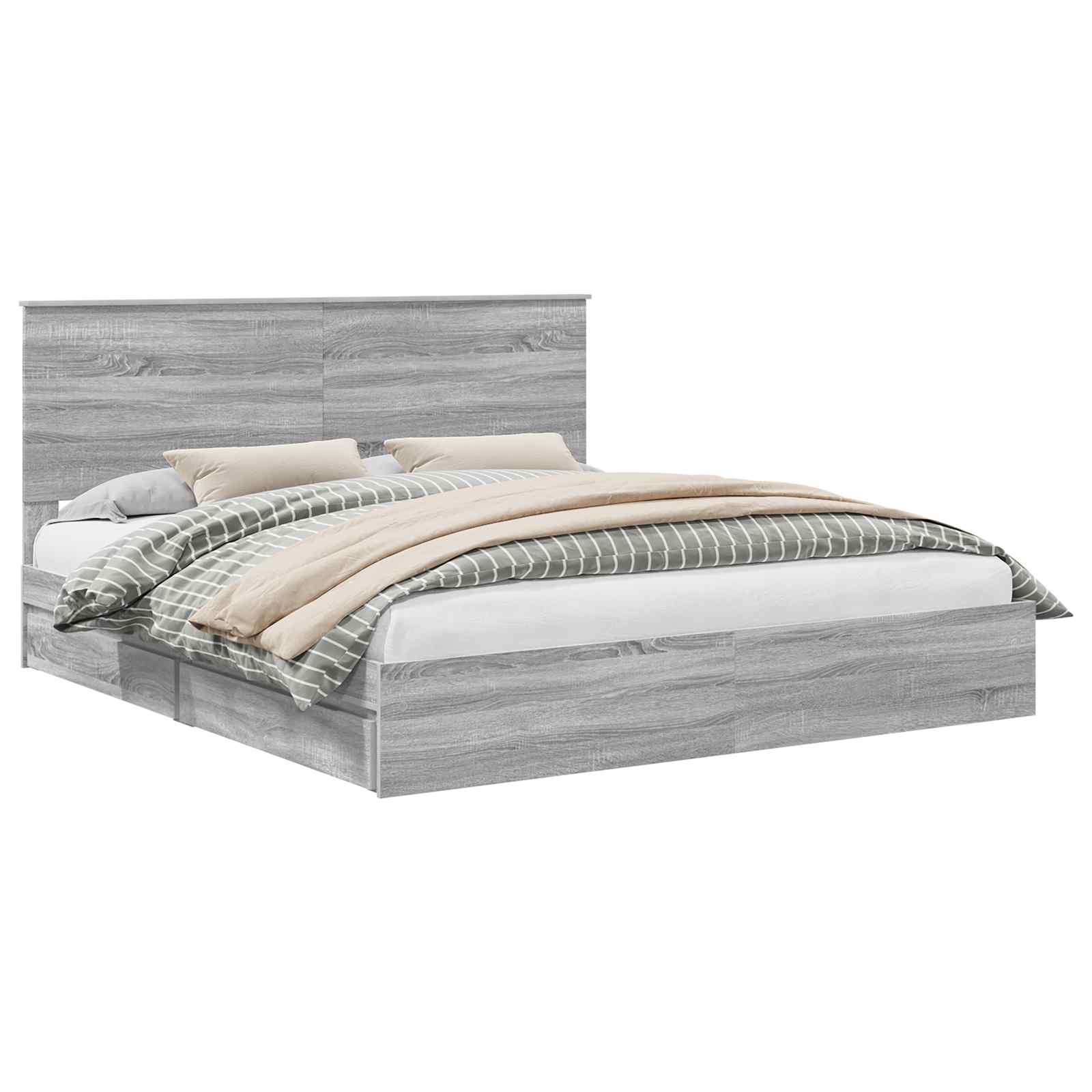 Krevet s od storage Siva Sonoma 180 x 200 cm Konstruirano drvo