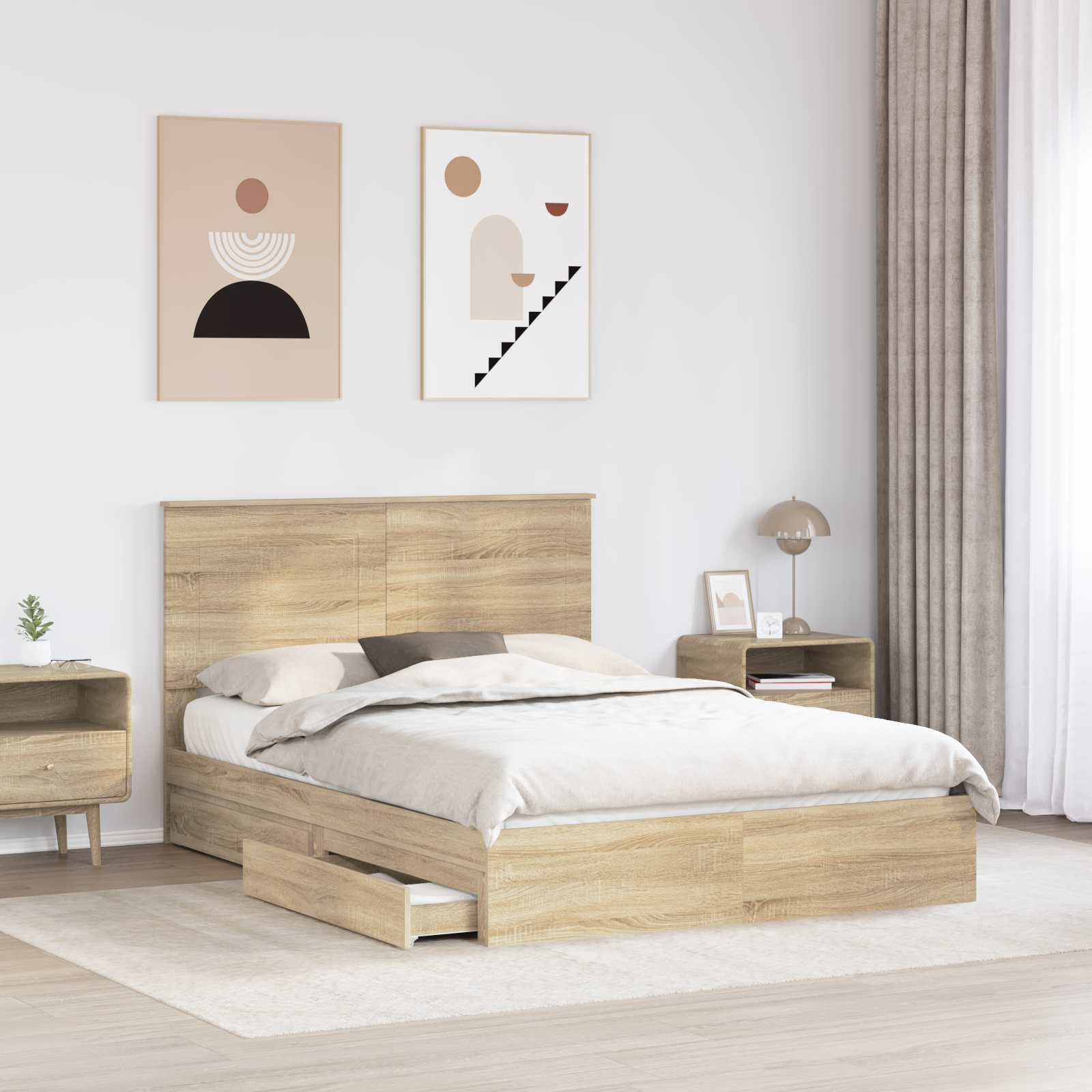 Krevet s od storage Sonoma hrast 160 x 200 cm Konstruirano drvo
