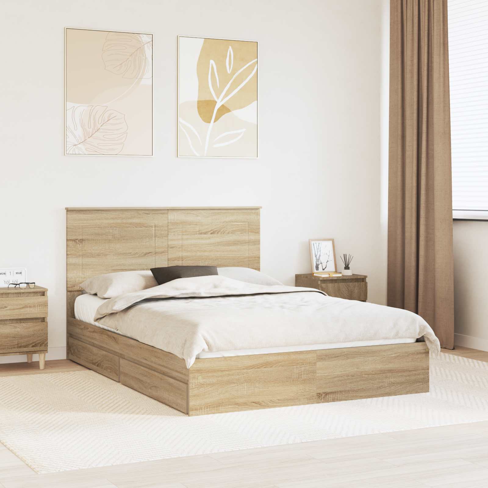 Krevet s od storage Sonoma hrast 140 x 190 cm Konstruirano drvo