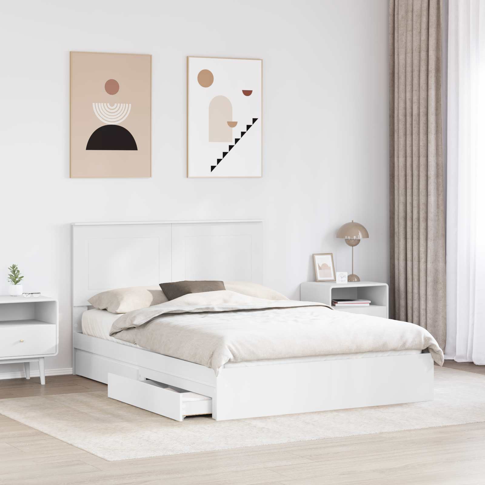 Krevet s od storage Bijelo 140 x 200 cm Konstruirano drvo