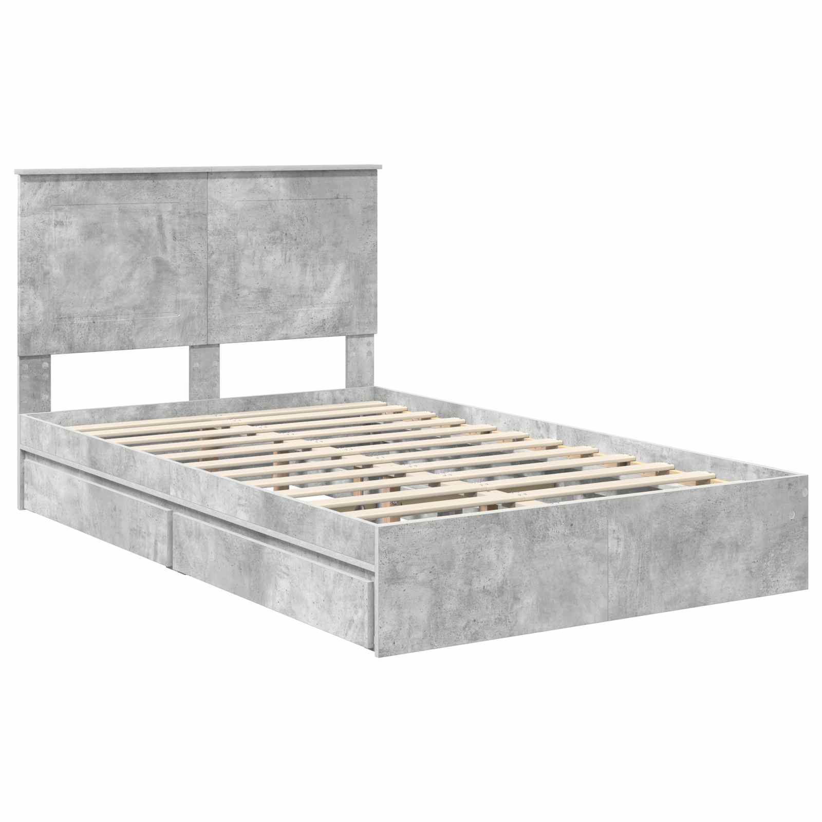 Krevet s od storage s uzglavljem Betonski sivi 135 x 190 cm