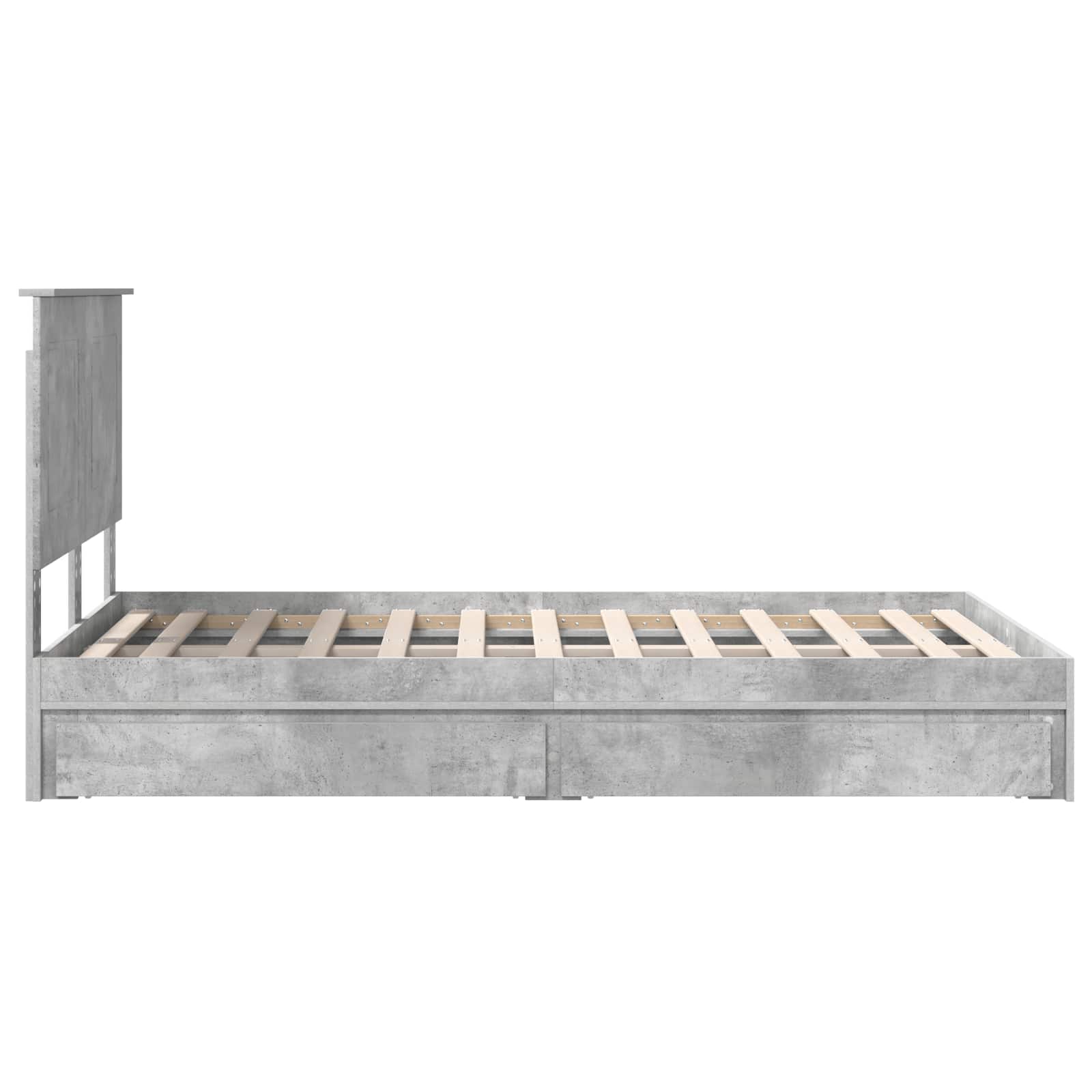 Krevet s od storage s uzglavljem Betonski sivi 135 x 190 cm