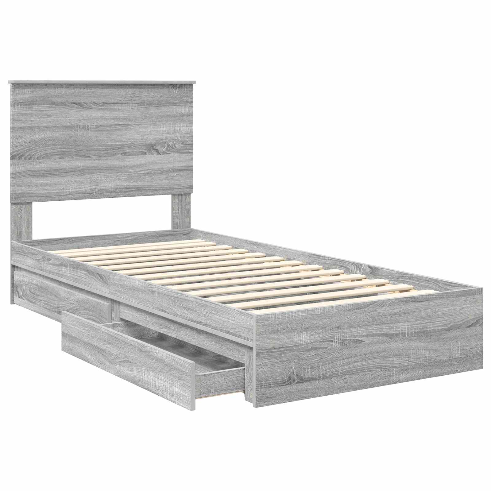 Krevet s od storage Siva Sonoma 100 x 200 cm Konstruirano drvo