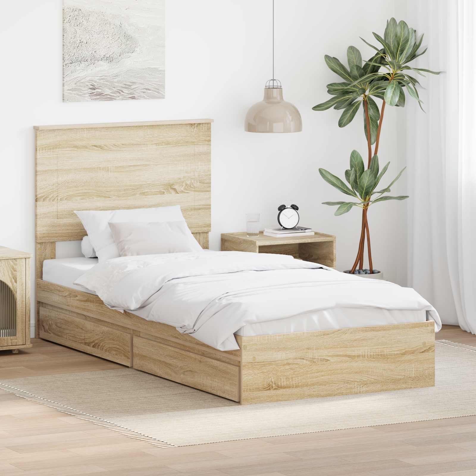 Krevet s od storage Sonoma hrast 90 x 190 cm Konstruirano drvo
