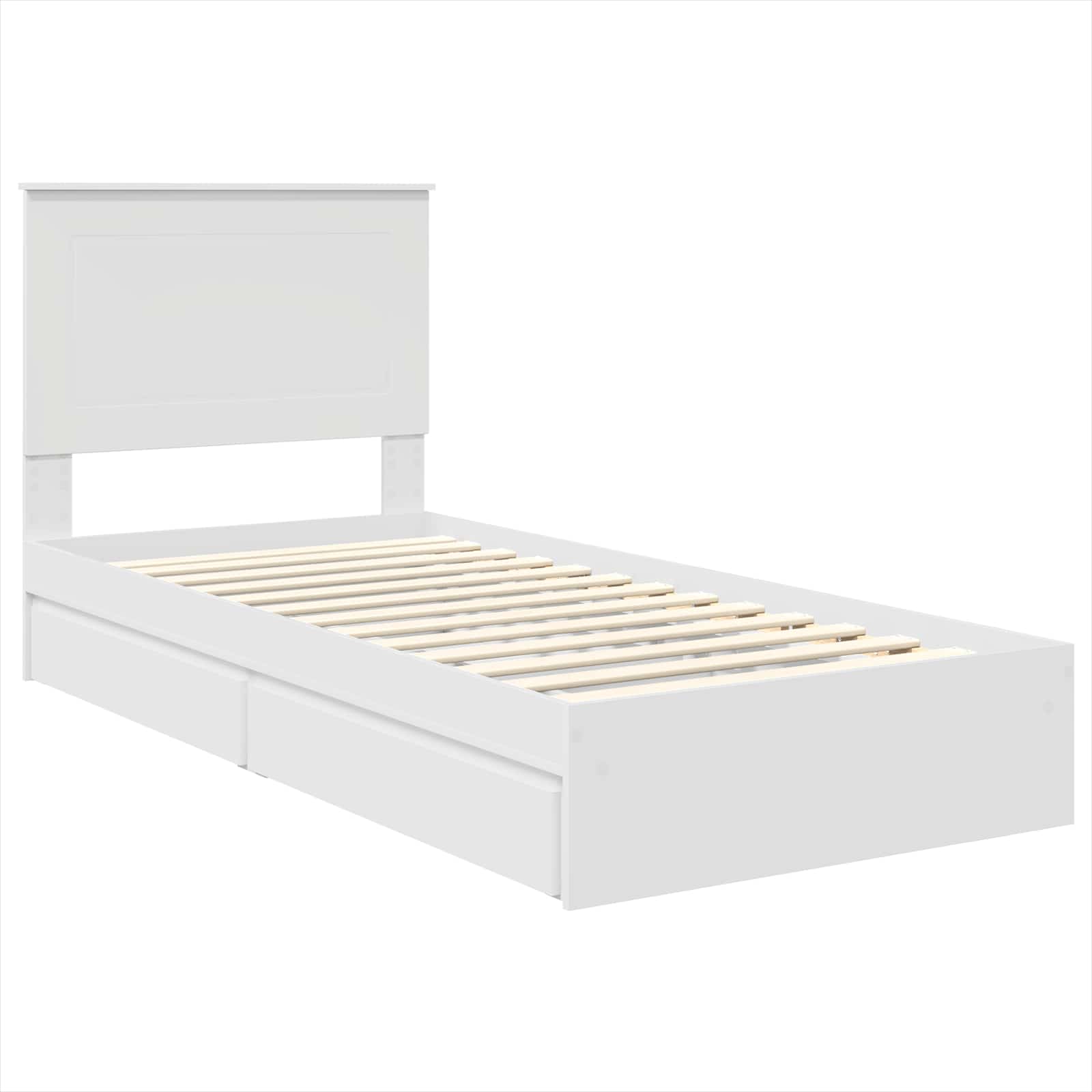 Krevet s od storage Bijelo 75 x 190 cm Konstruirano drvo