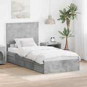 Krevet s od storage Betonski sivi 75 x 190 cm Konstruirano drvo