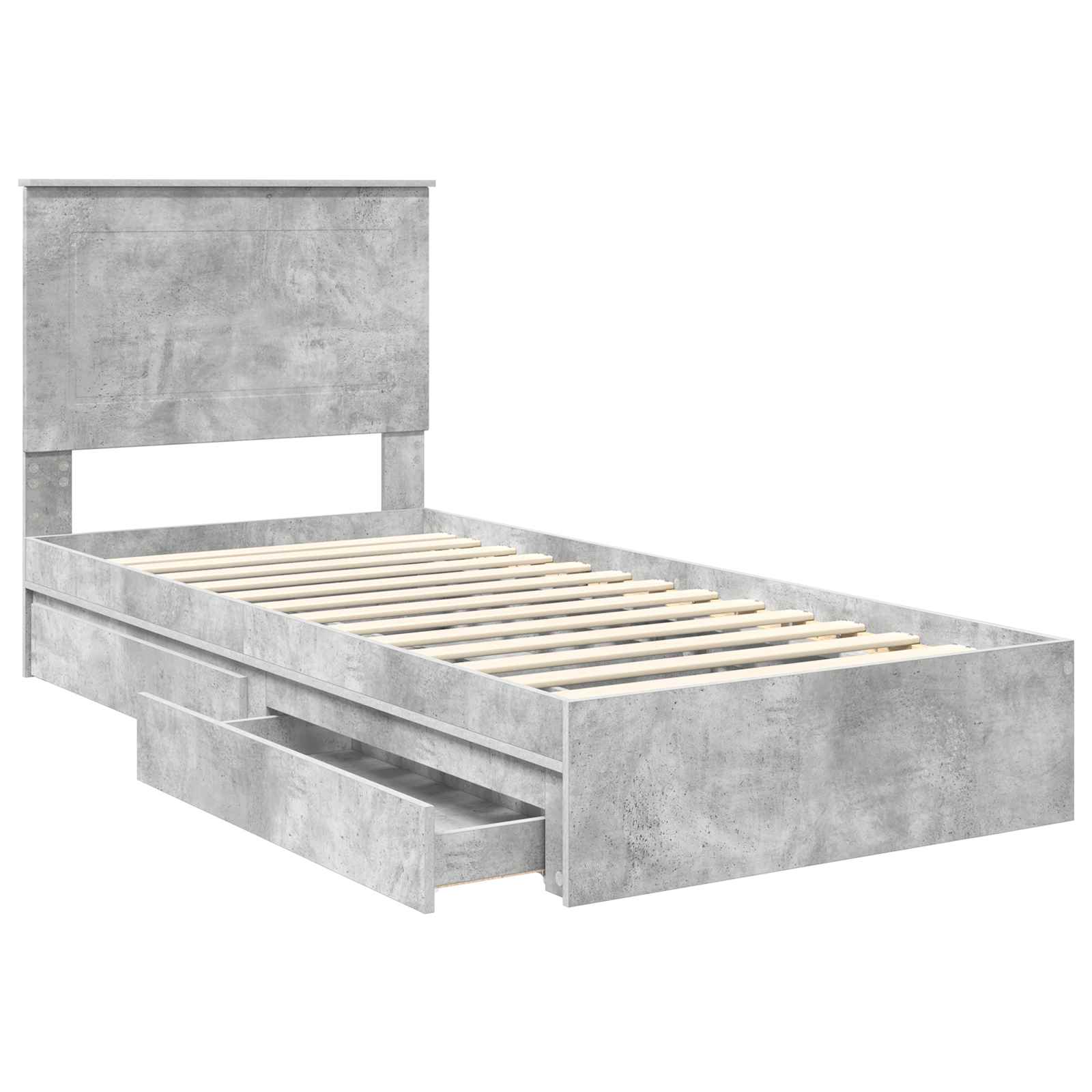 Krevet s od storage Betonski sivi 75 x 190 cm Konstruirano drvo
