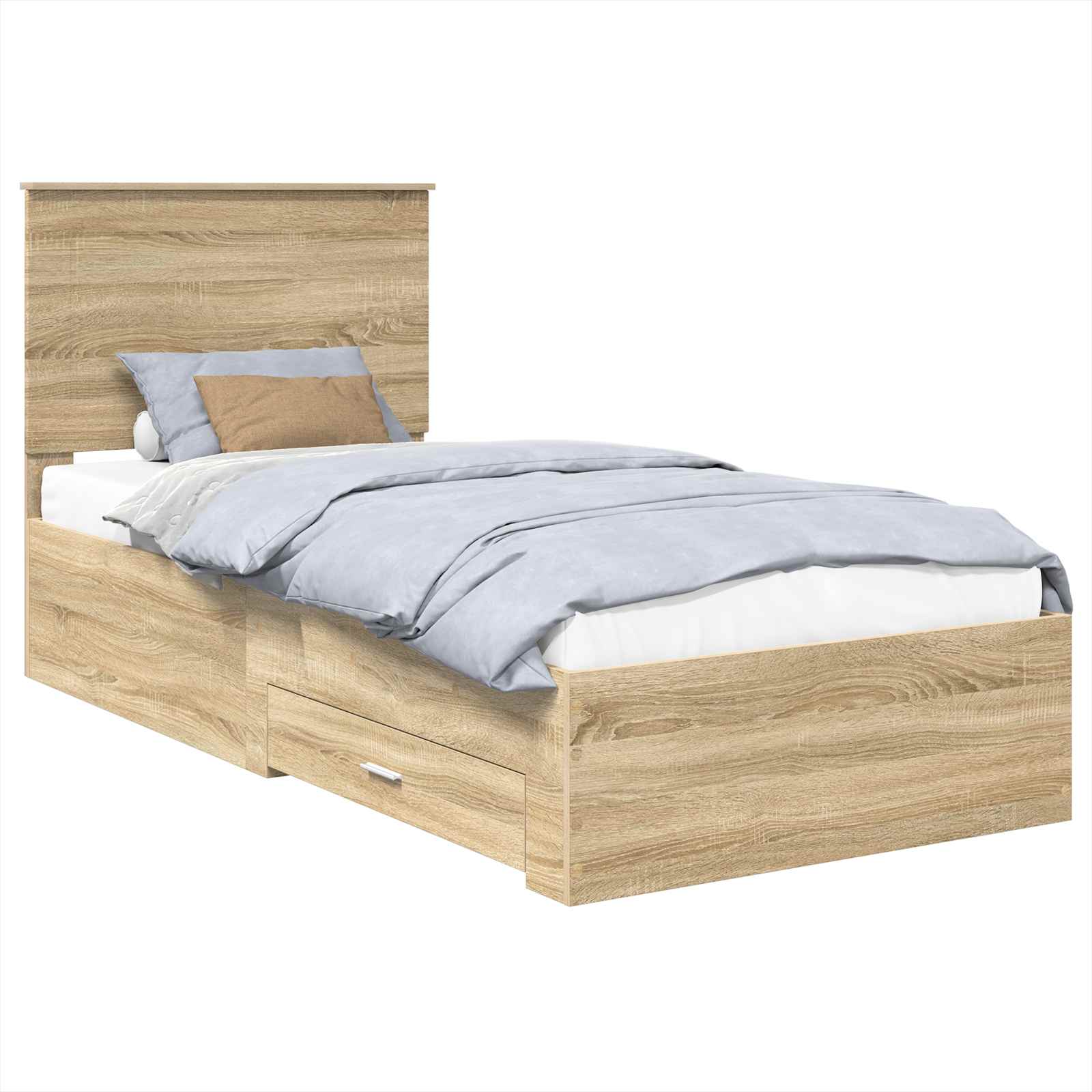 Krevetna konstrukcija Sonoma hrast i srebrna 75 x 190 cm