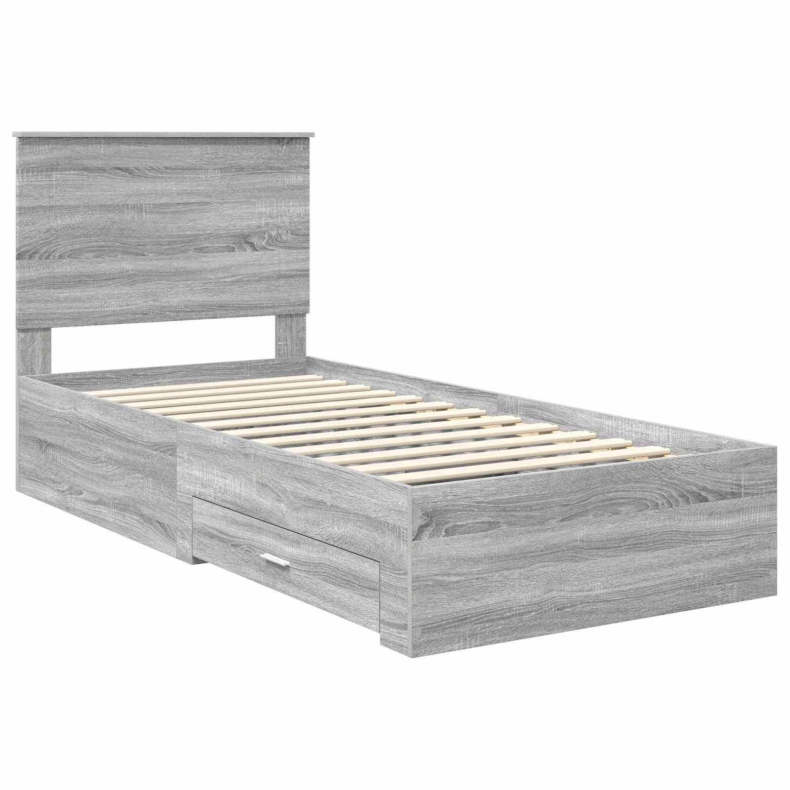 Krevetna konstrukcija Sivi Sonoma i srebrna 75 x 190 cm