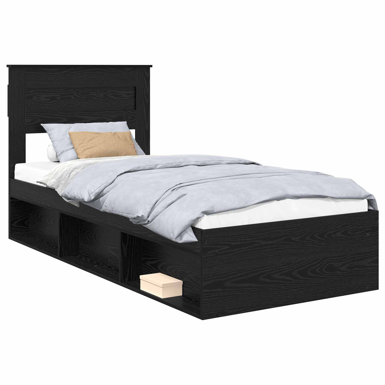 Krevetna konstrukcija Crna 90 x 200 cm Čvrsto borovo drvo