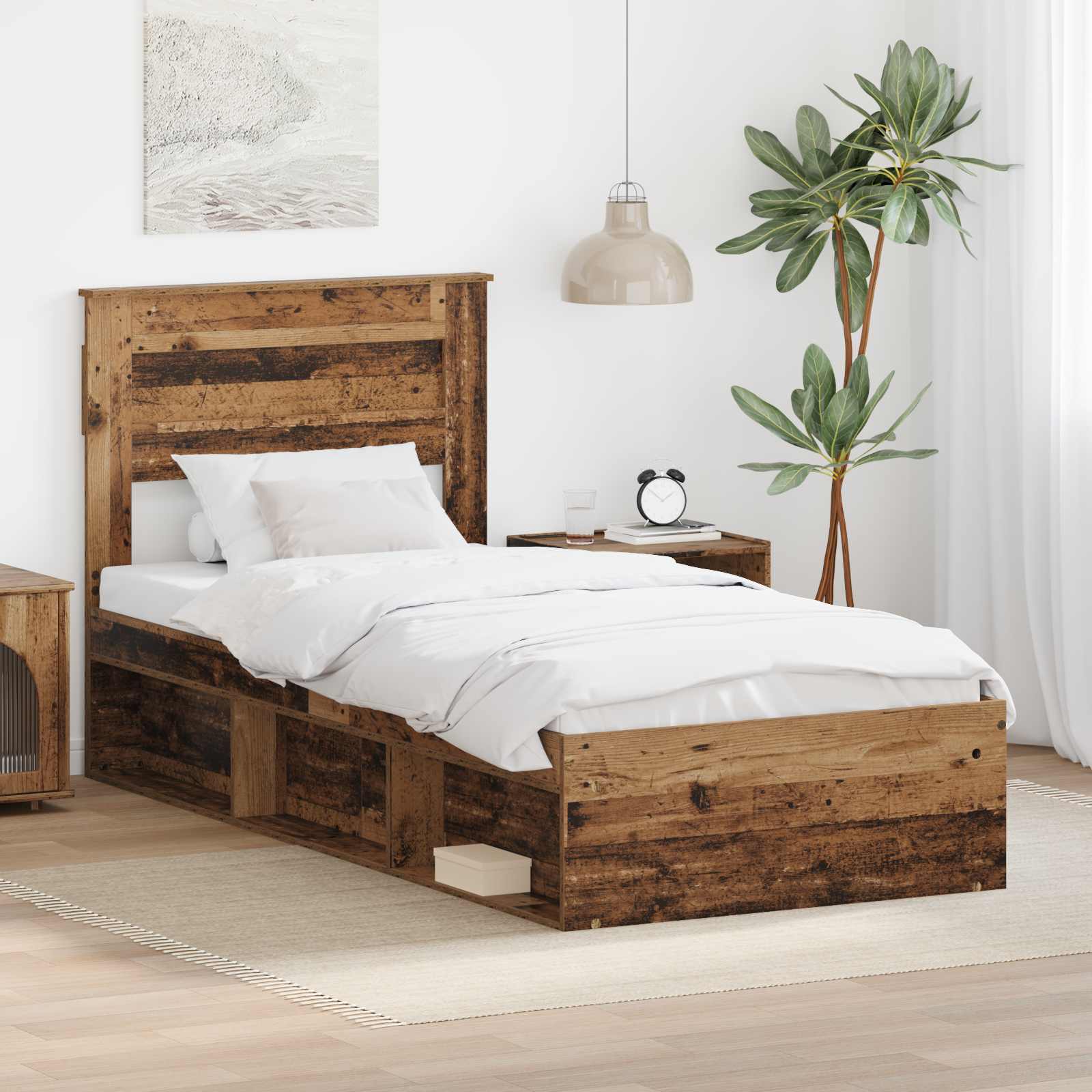 Krevetna konstrukcija Staro drvo 90 x 200 cm Čvrsto borovo drvo