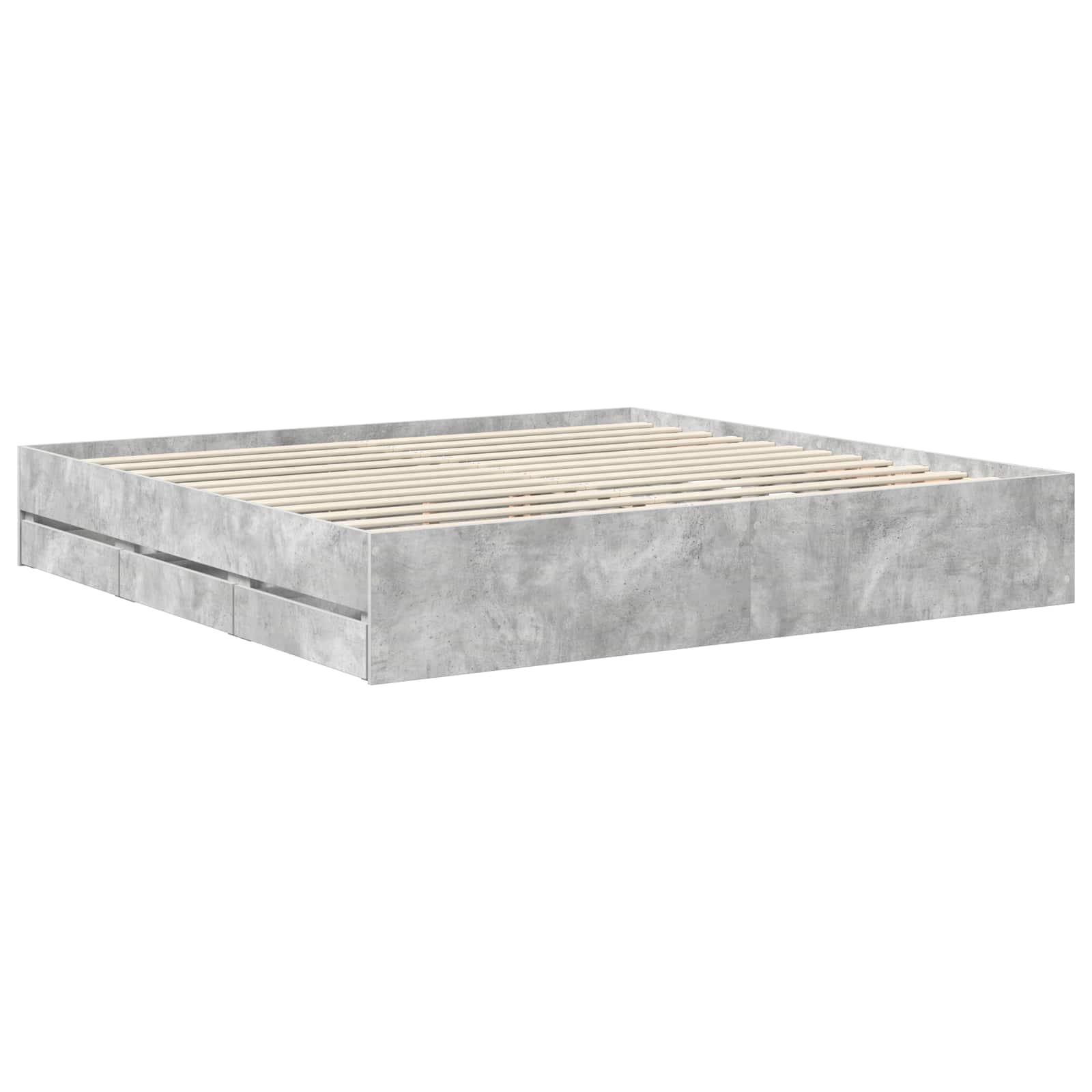 Krevetna konstrukcija s ladicama Betonski sivi 200 x 200 cm