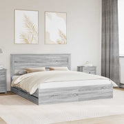 Krevetna konstrukcija Siva Sonoma 200 x 200 cm Inženjersko Drvo