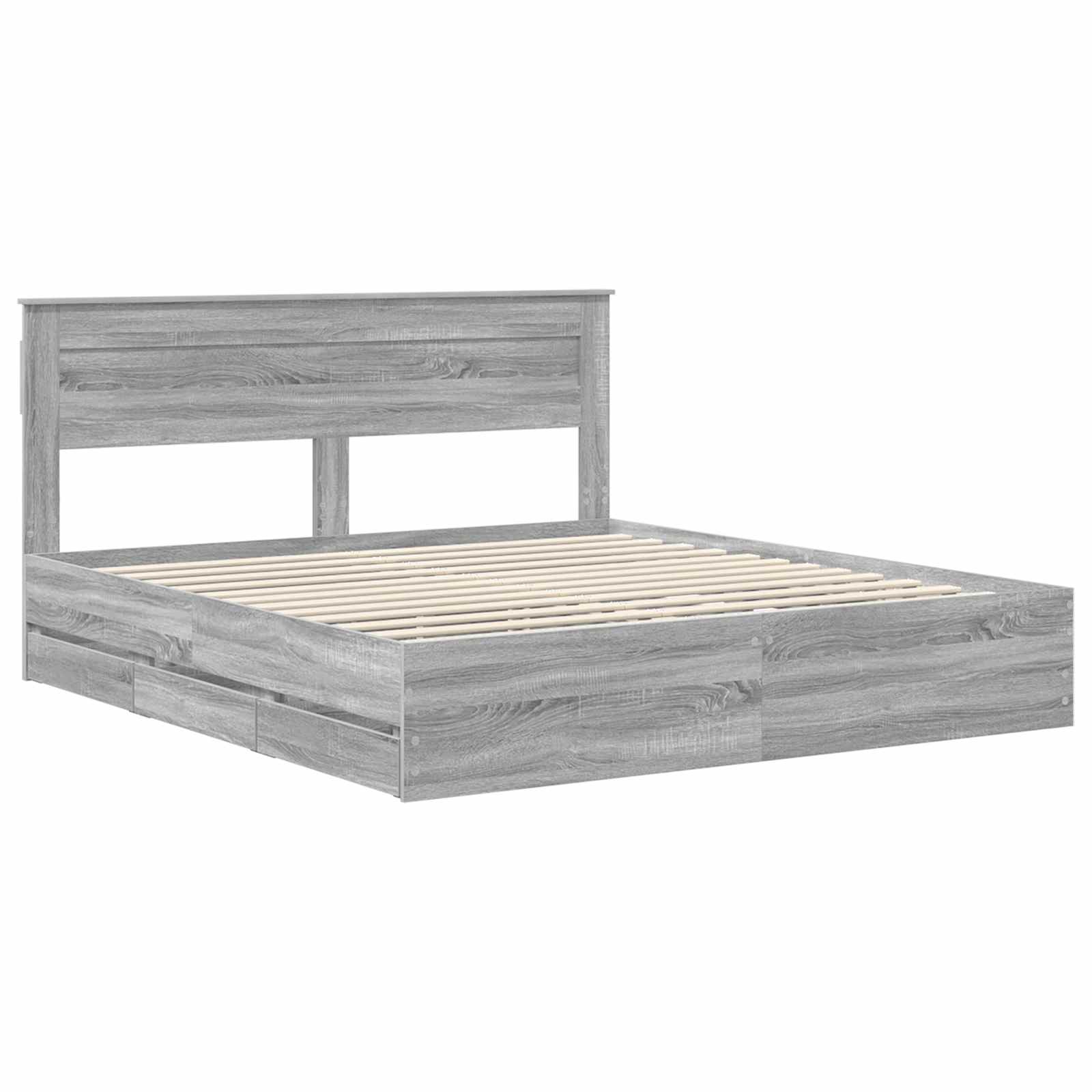Krevetna konstrukcija Siva Sonoma 200 x 200 cm Inženjersko Drvo