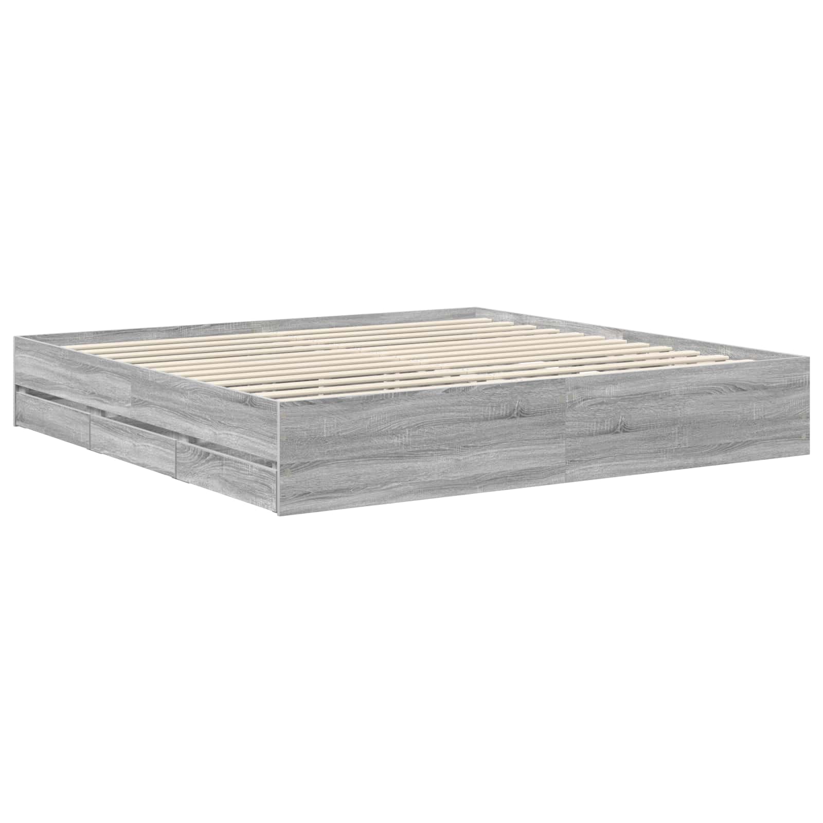 Krevetna konstrukcija Siva Sonoma 200 x 200 cm Inženjersko Drvo