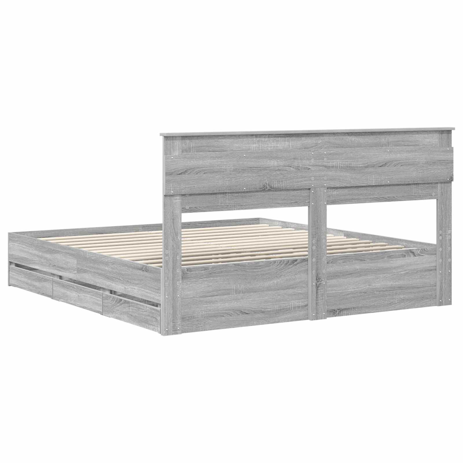 Krevetna konstrukcija Siva Sonoma 200 x 200 cm Inženjersko Drvo