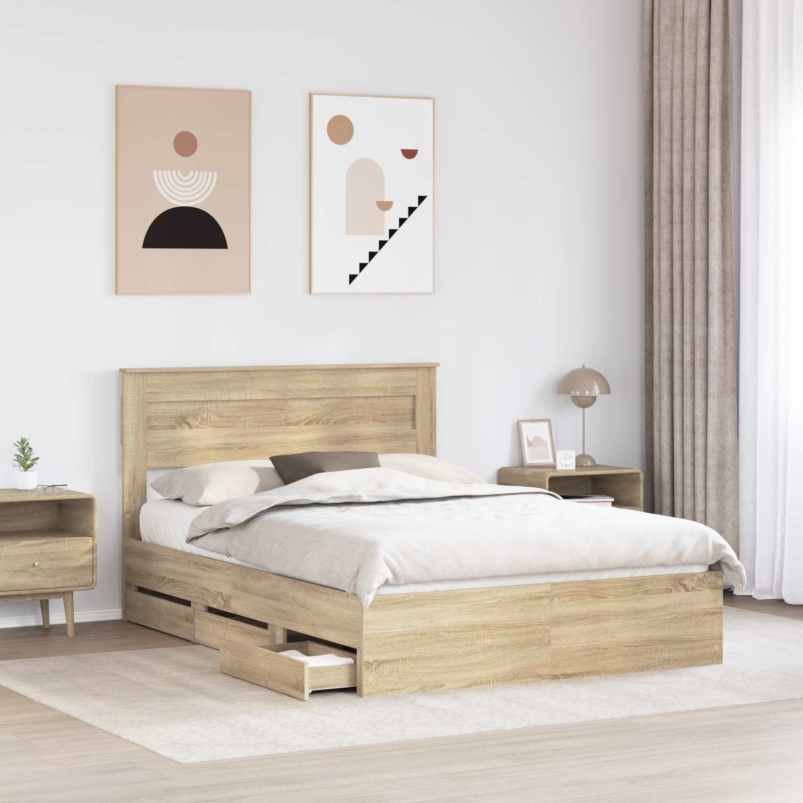 Krevetna konstrukcija s ladicama Sonoma hrast 150 x 200 cm