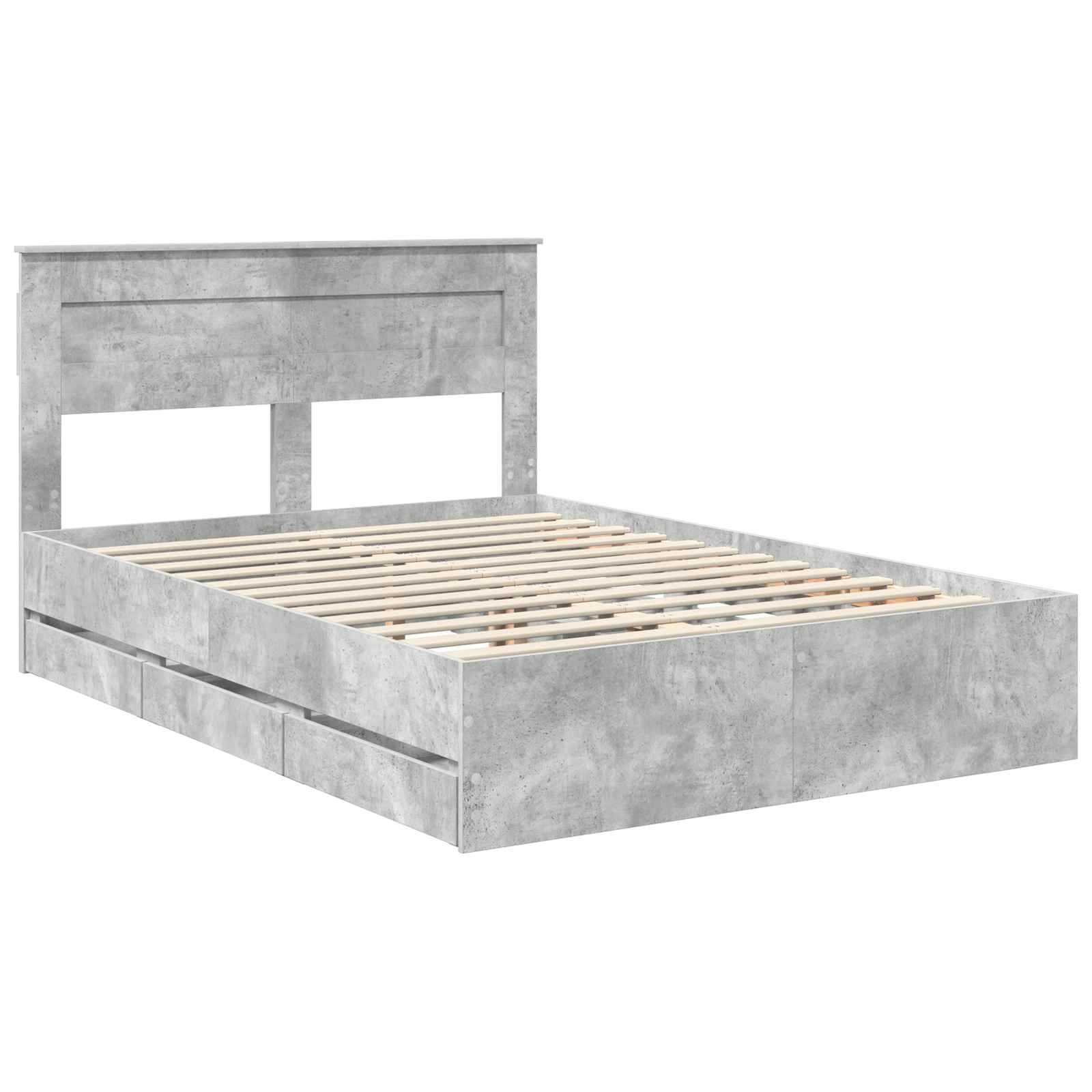 Krevetna konstrukcija s ladicama Betonski sivi 140 x 190 cm