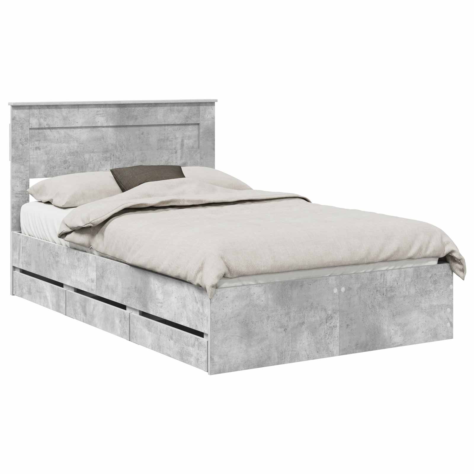 Krevetna konstrukcija s ladicama Betonski sivi 135 x 190 cm