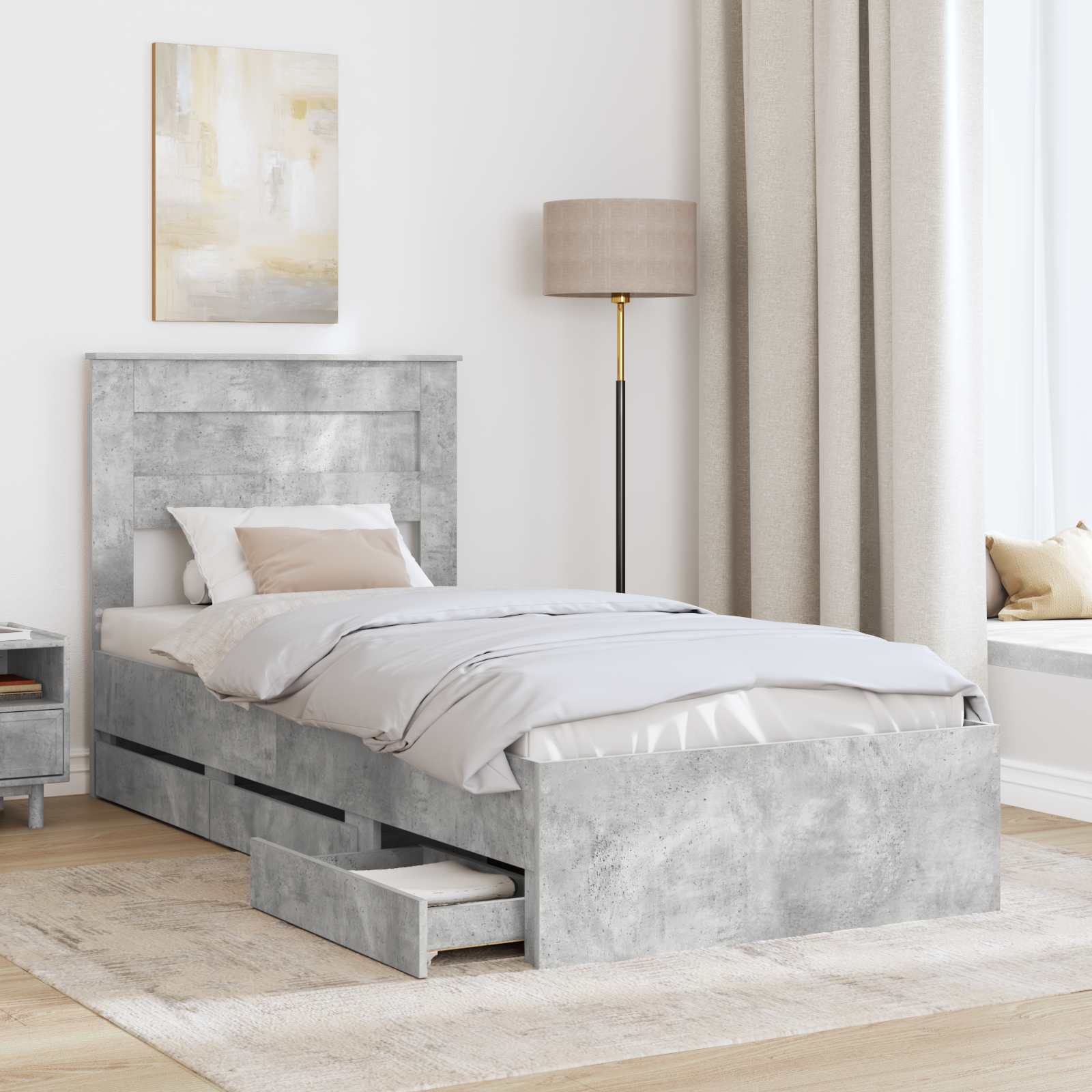 Krevetna konstrukcija s ladicama Betonski sivi 75 x 190 cm