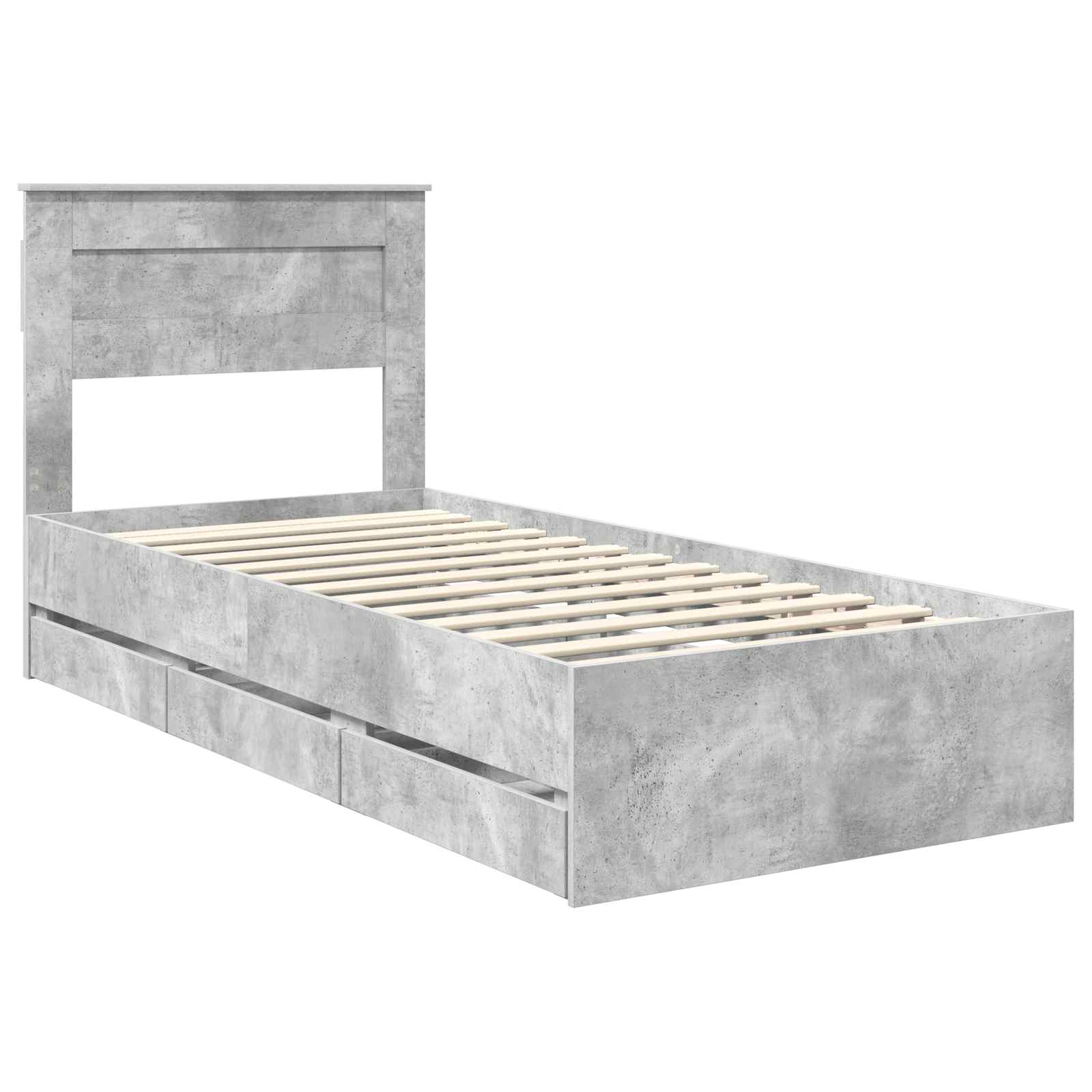 Krevetna konstrukcija s ladicama Betonski sivi 75 x 190 cm