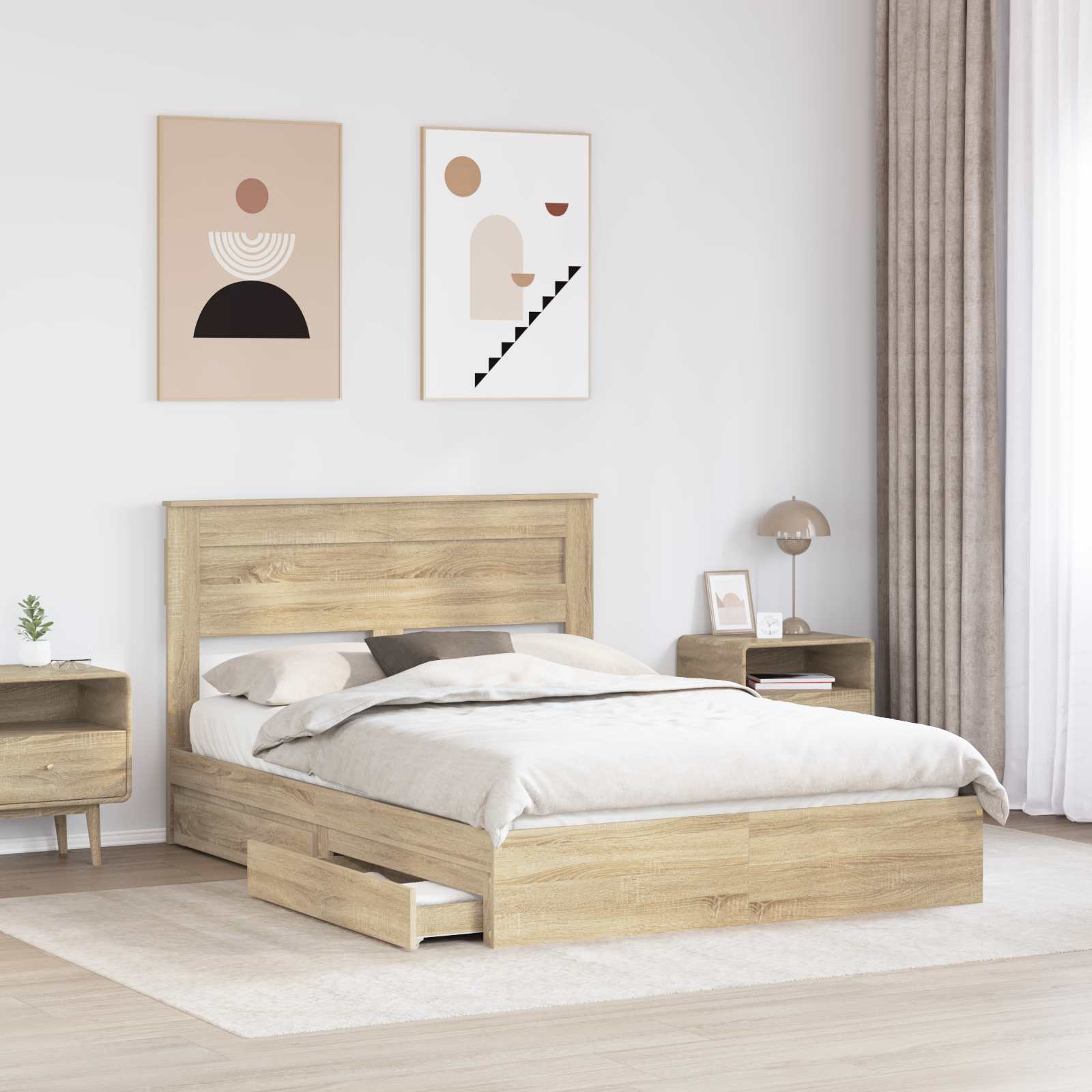 Krevet s od storage Sonoma hrast 160 x 200 cm Konstruirano drvo