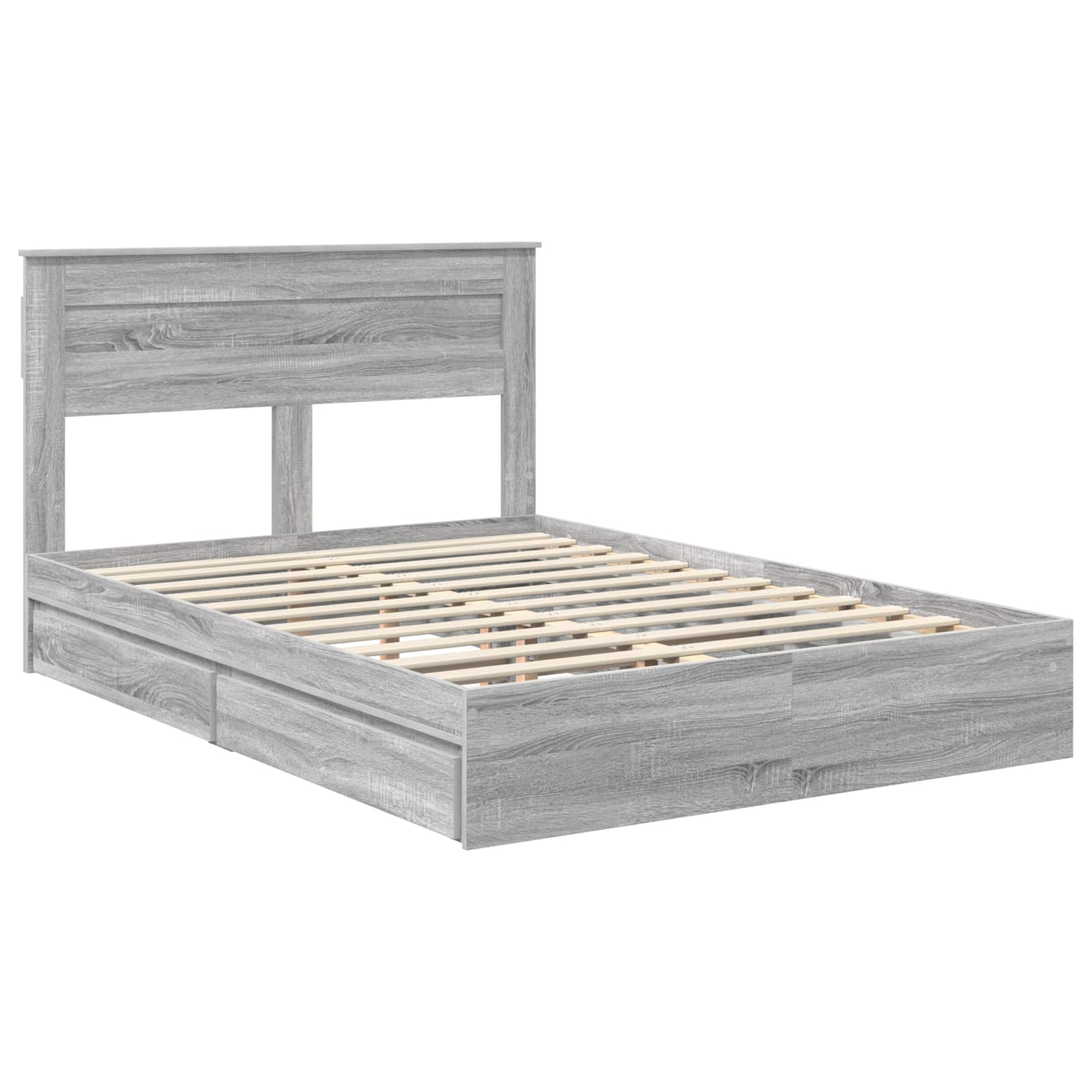 Krevet s od storage Siva Sonoma 140 x 200 cm Konstruirano drvo