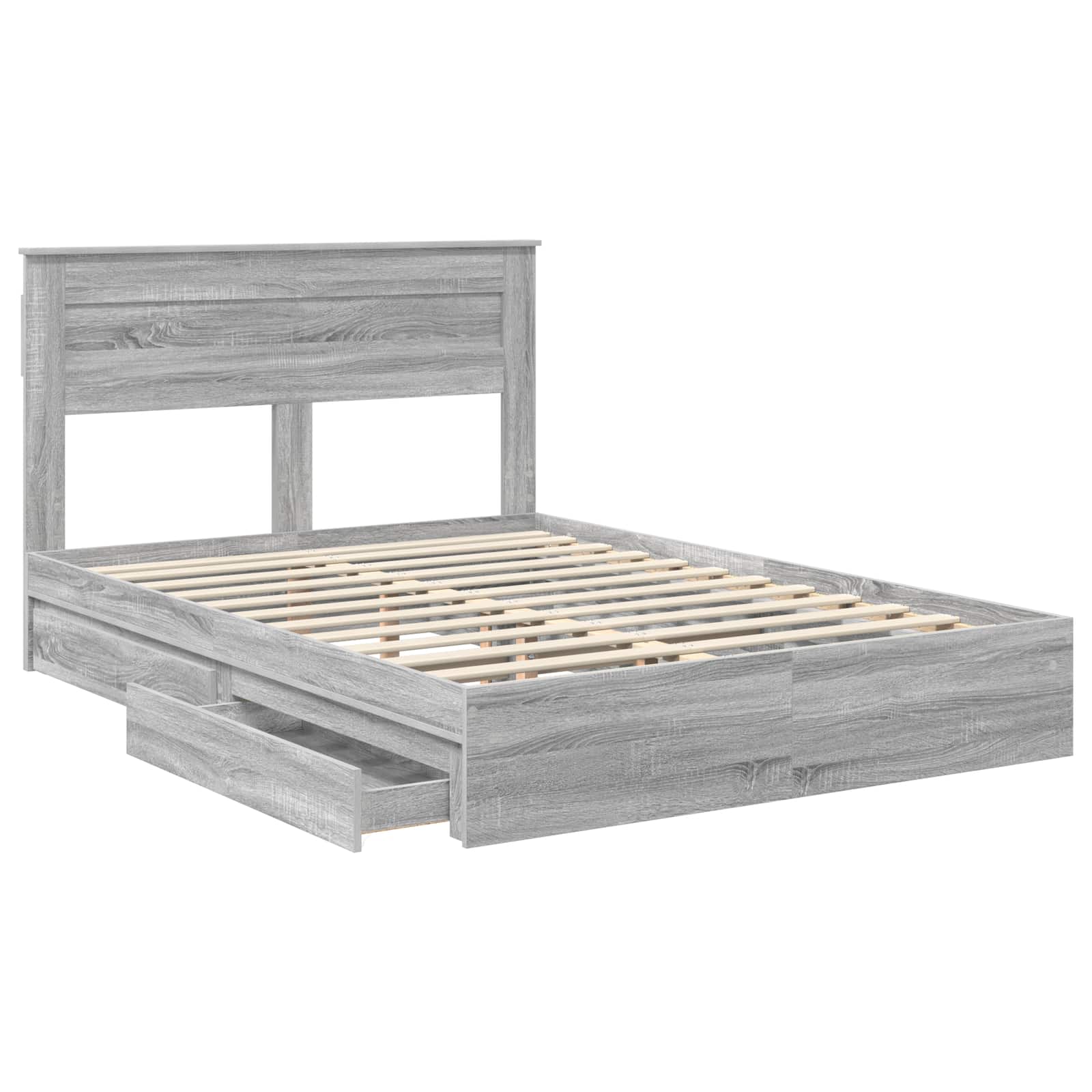 Krevet s od storage Siva Sonoma 140 x 200 cm Konstruirano drvo