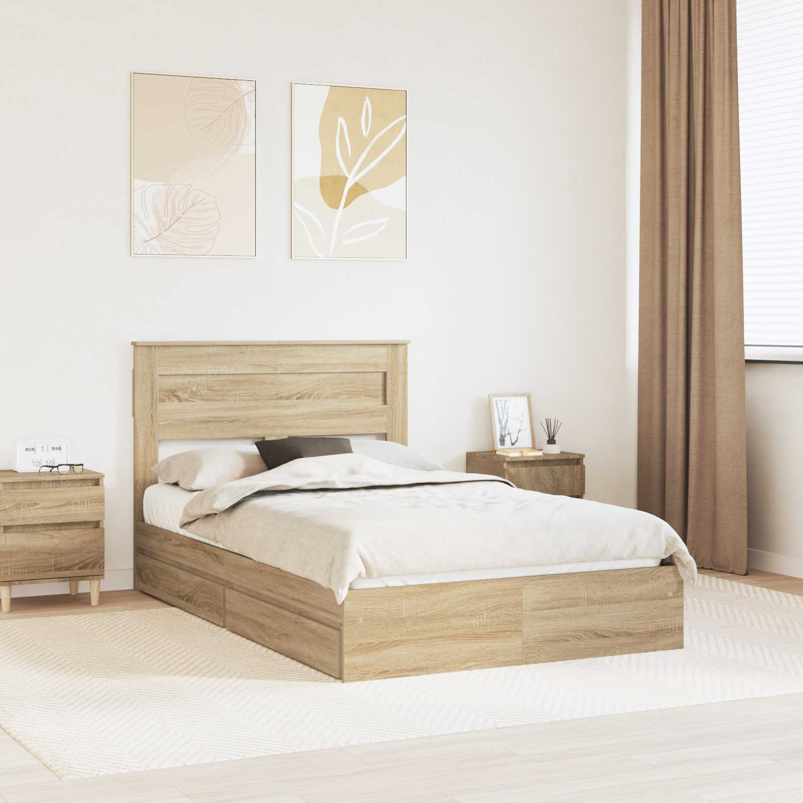 Krevet s od storage Sonoma hrast 135 x 190 cm Konstruirano drvo