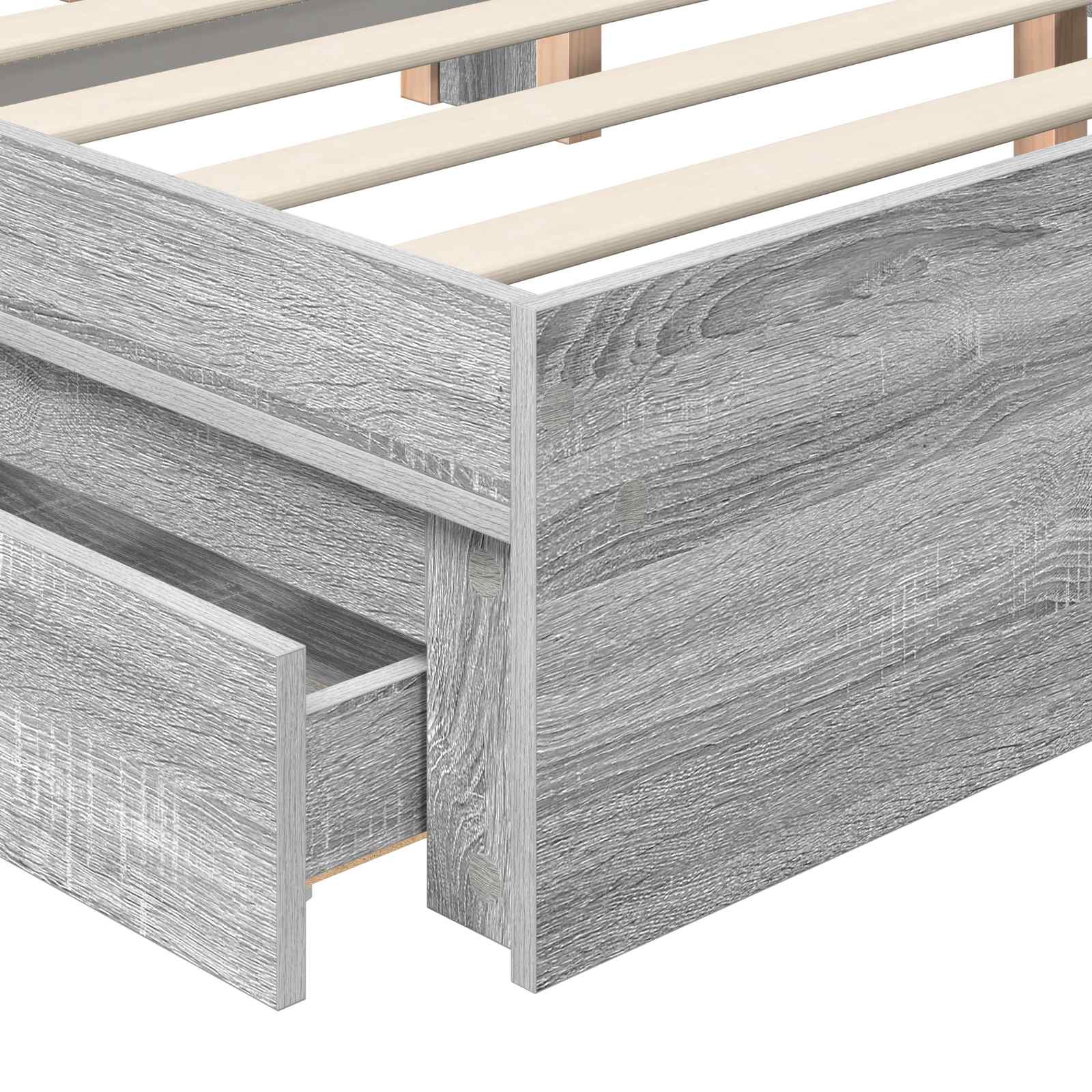Krevet s od storage Siva Sonoma 100 x 200 cm Konstruirano drvo