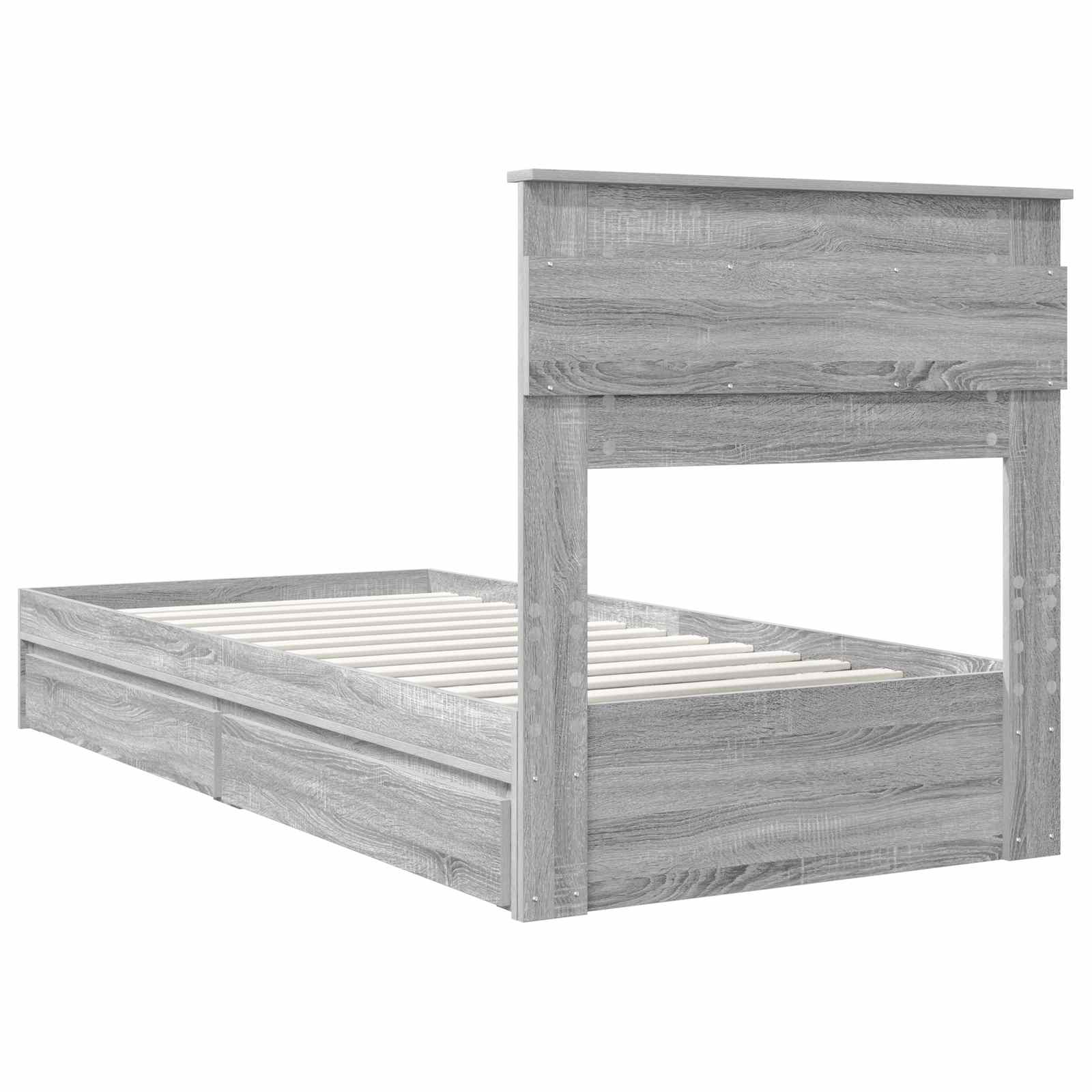 Krevet s od storage Siva Sonoma 100 x 200 cm Konstruirano drvo