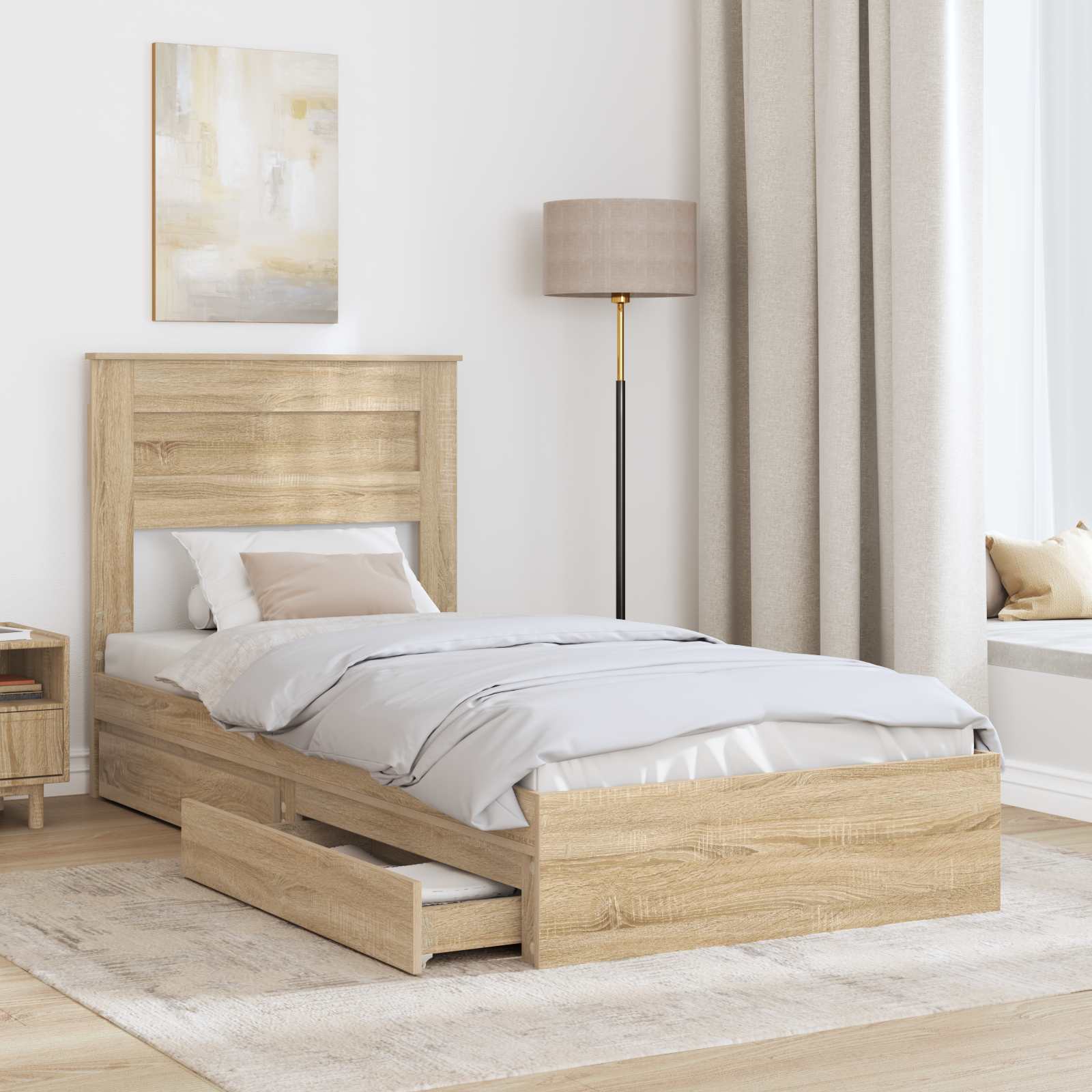 Krevet s od storage Sonoma hrast 90 x 190 cm Konstruirano drvo