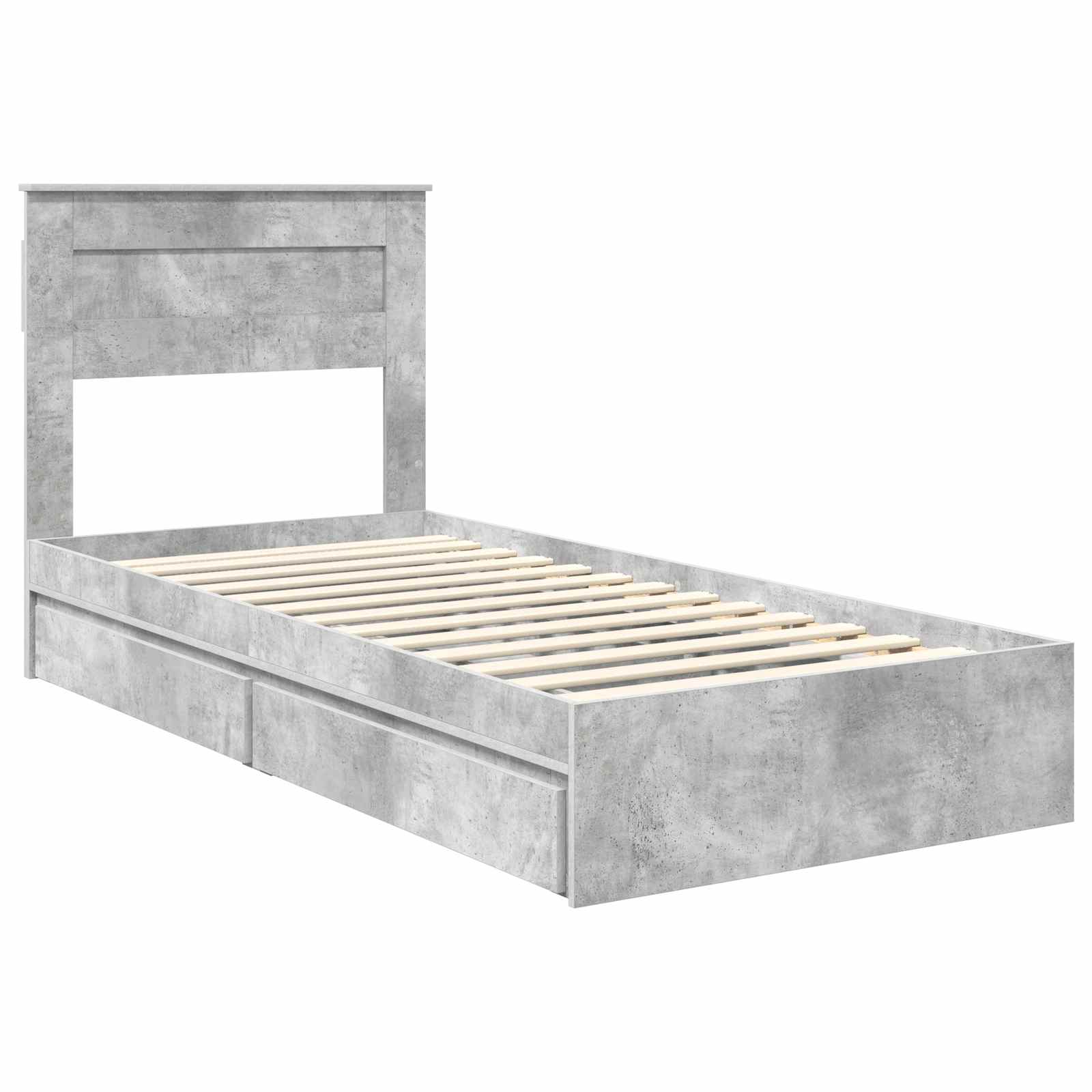 Krevet s od storage Betonski sivi 90 x 190 cm Konstruirano drvo
