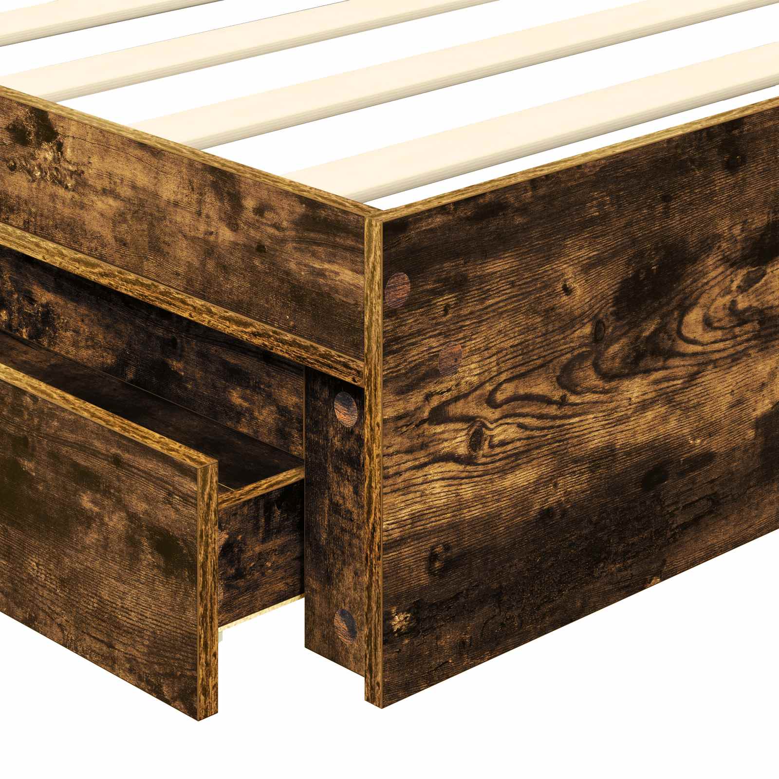 Krevet s od storage s uzglavljem Dimljeni hrast 90 x 190 cm