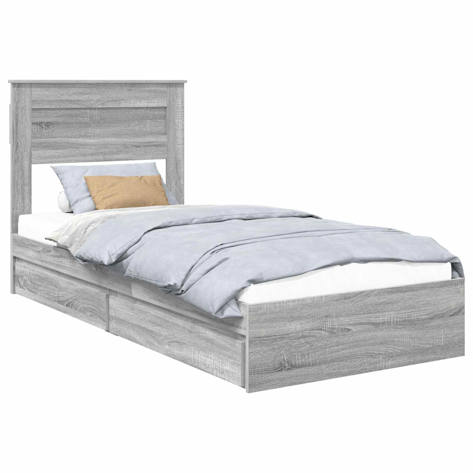 Krevet s od storage Siva Sonoma 90 x 190 cm Konstruirano drvo