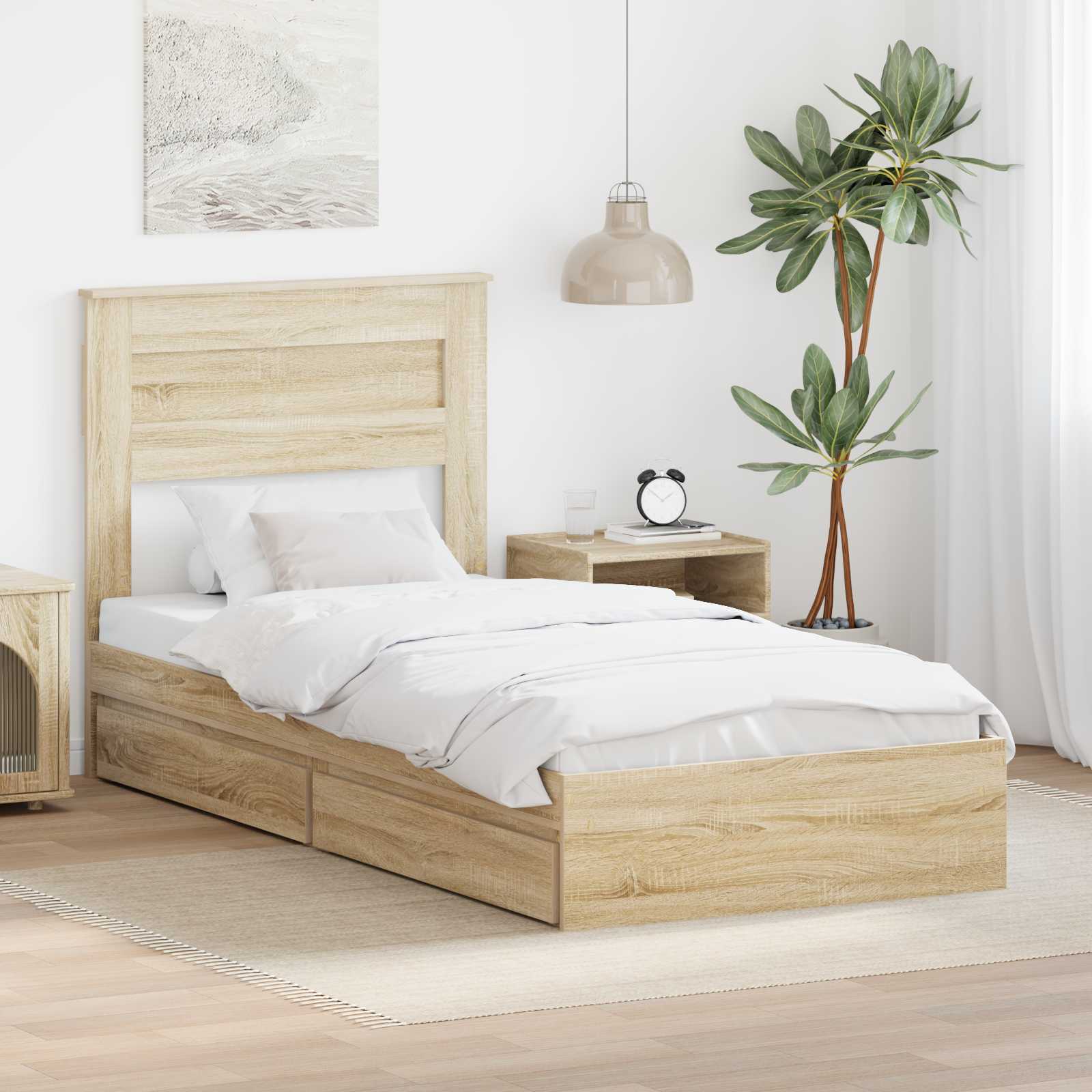 Krevet s od storage Sonoma hrast 90 x 200 cm Konstruirano drvo