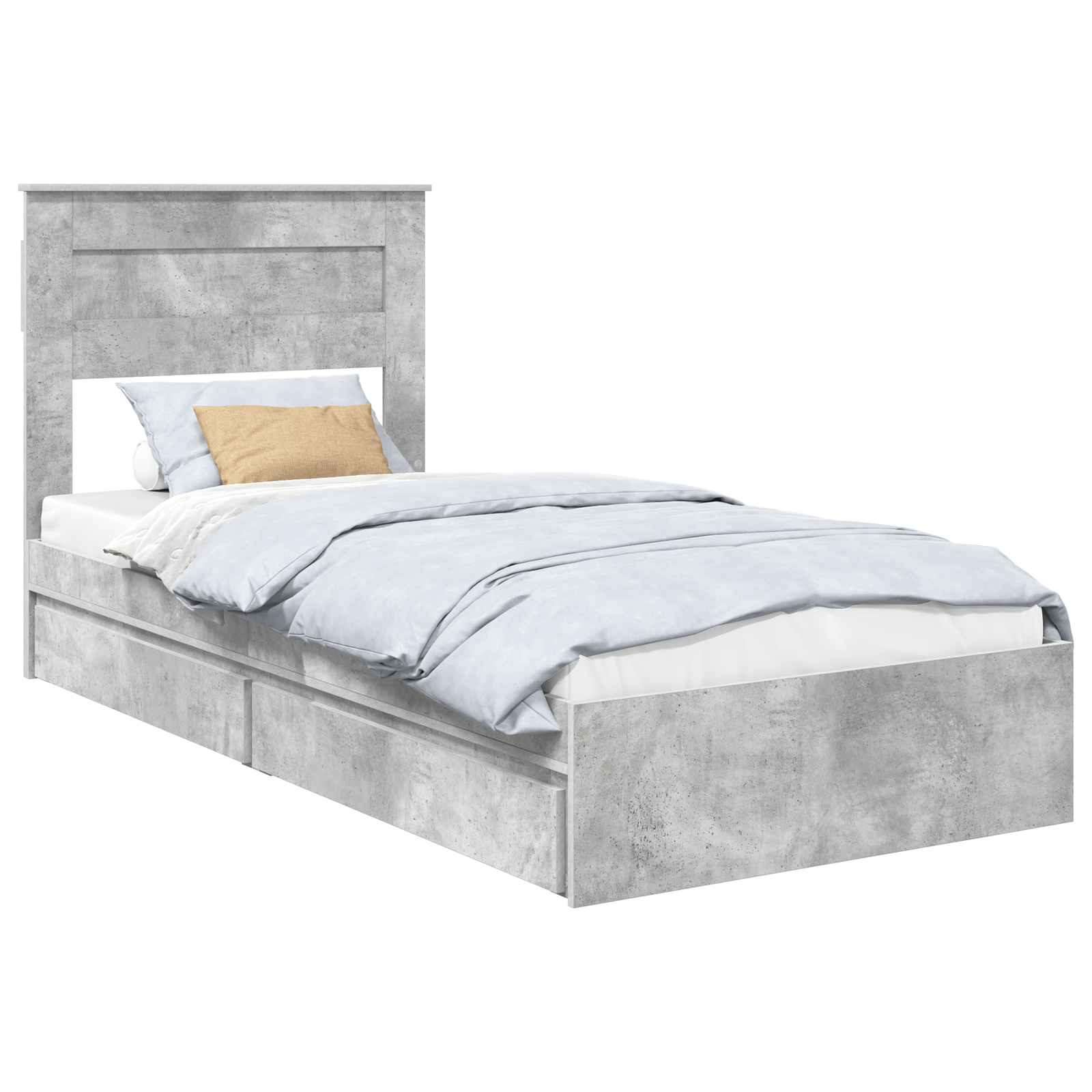 Krevet s od storage Betonski sivi 75 x 190 cm Konstruirano drvo