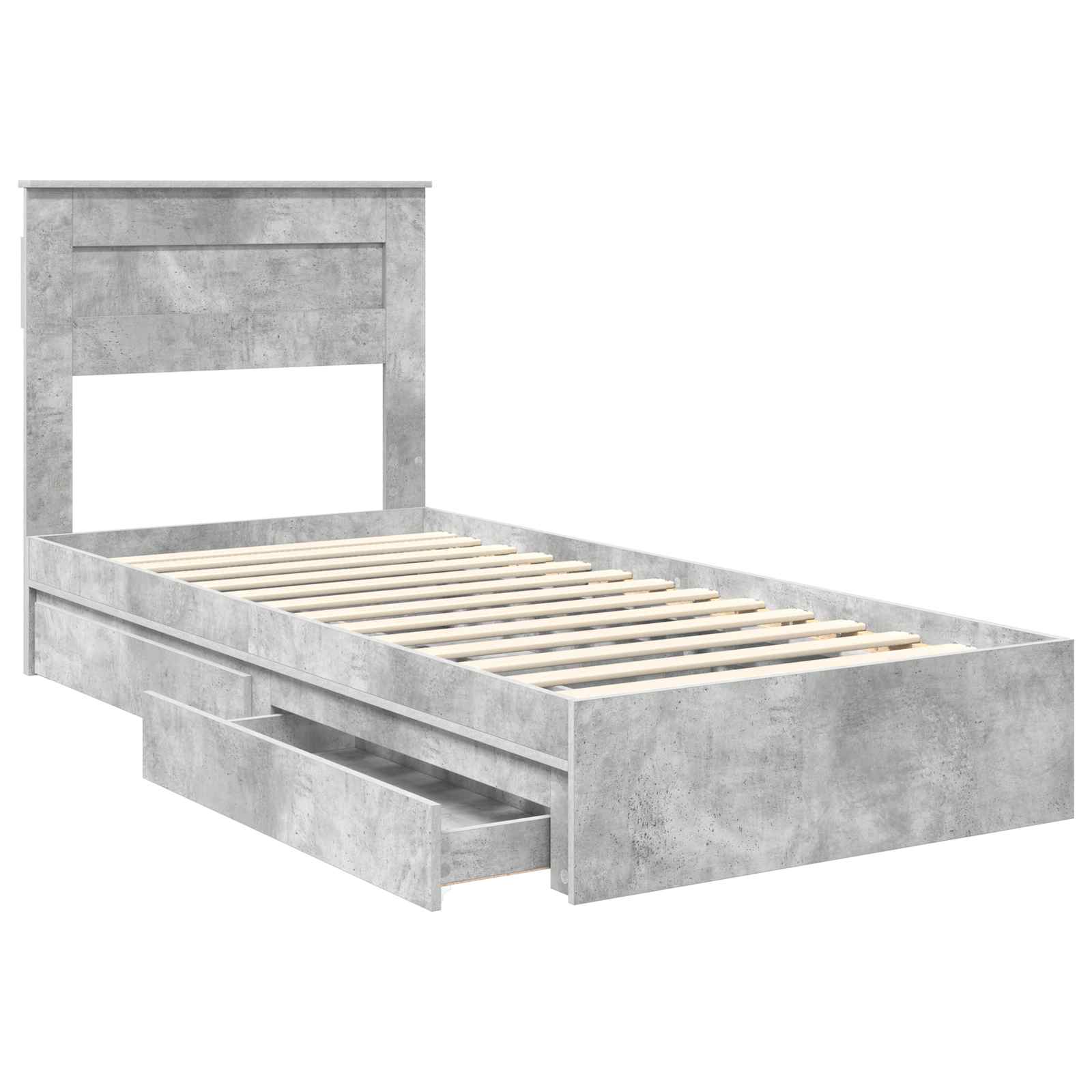Krevet s od storage Betonski sivi 75 x 190 cm Konstruirano drvo