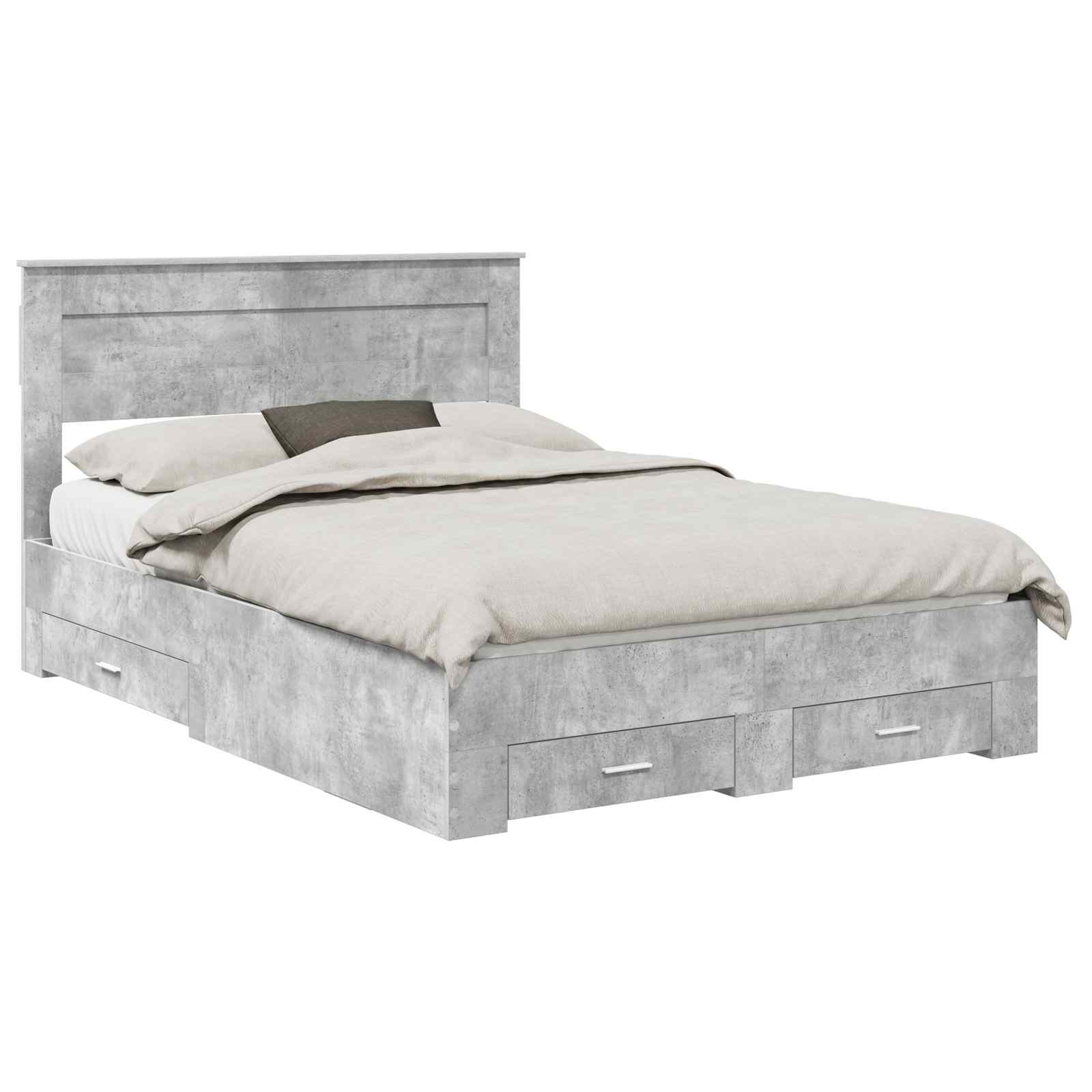 Krevetna konstrukcija s uzglavljem Betonski sivi 140 x 200 cm