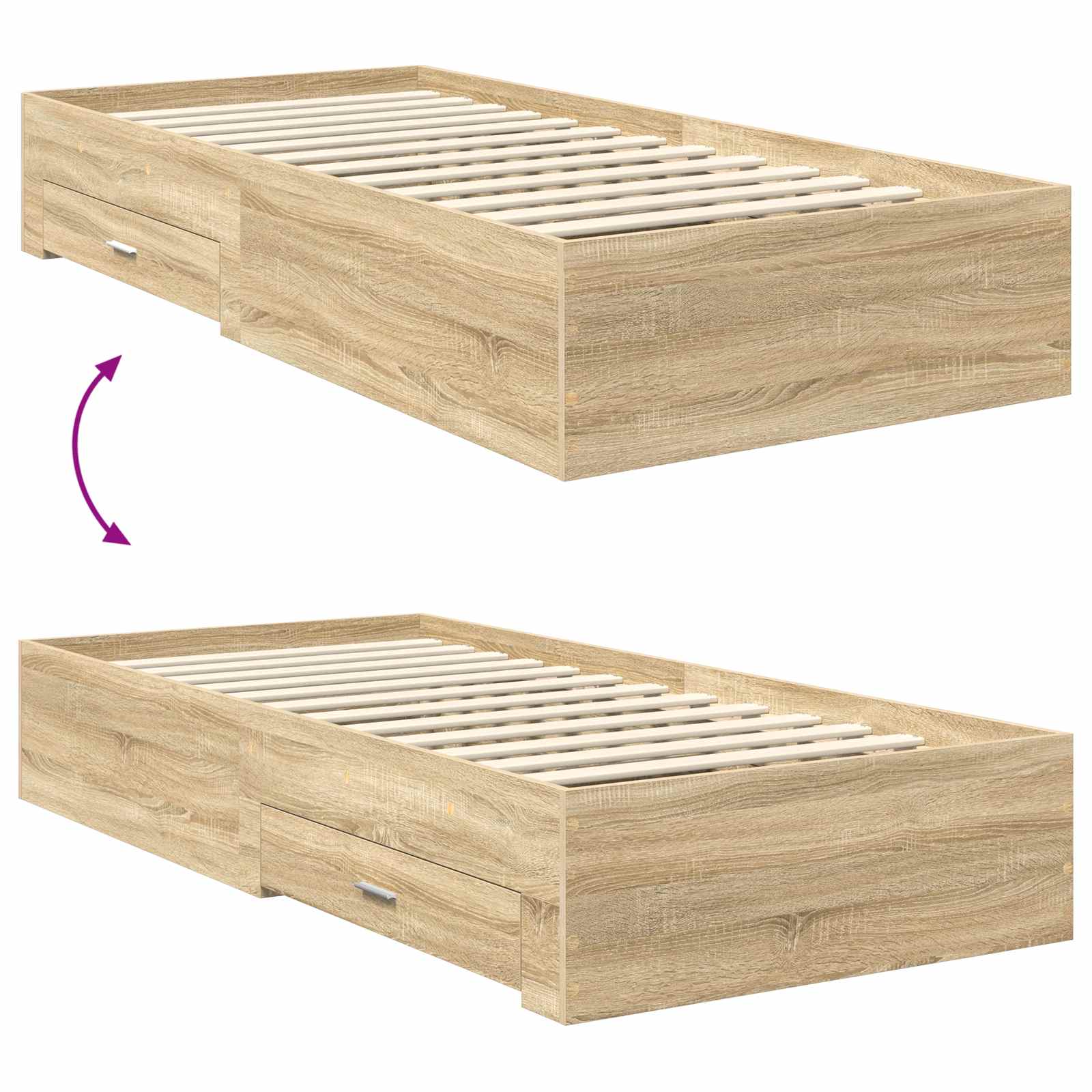 Krevetna konstrukcija s uzglavljem Sonoma hrast 90 x 200 cm
