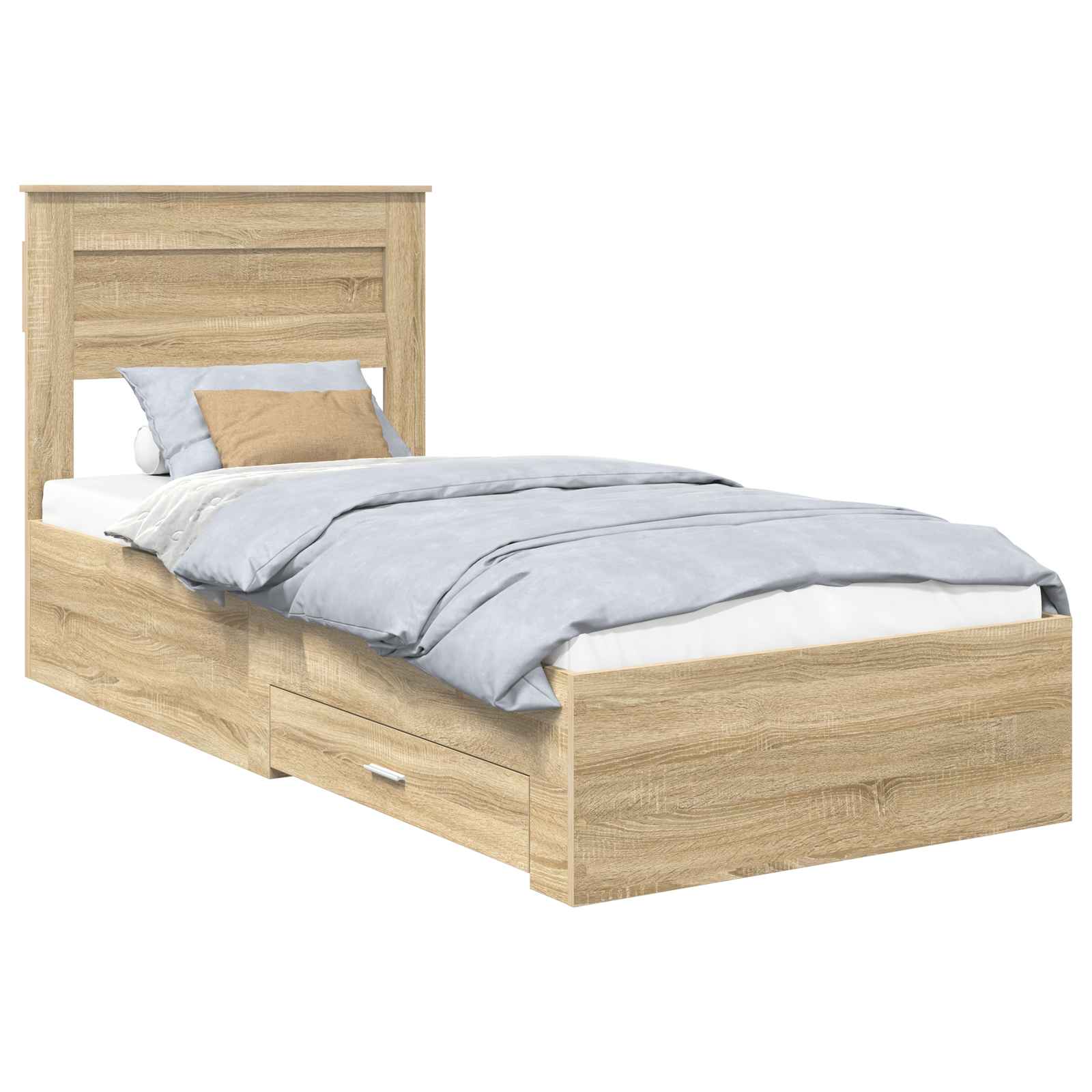 Krevetna konstrukcija Sonoma hrast i srebrna 75 x 190 cm