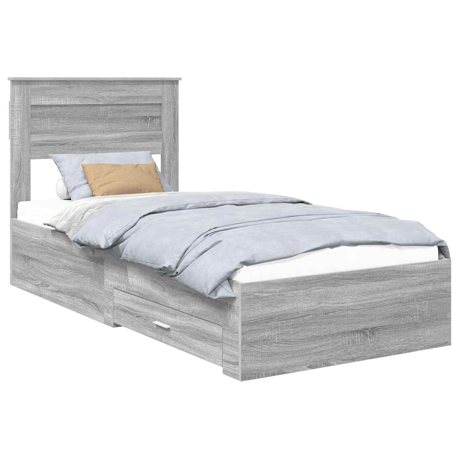 Krevetna konstrukcija Sivi Sonoma i srebrna 75 x 190 cm