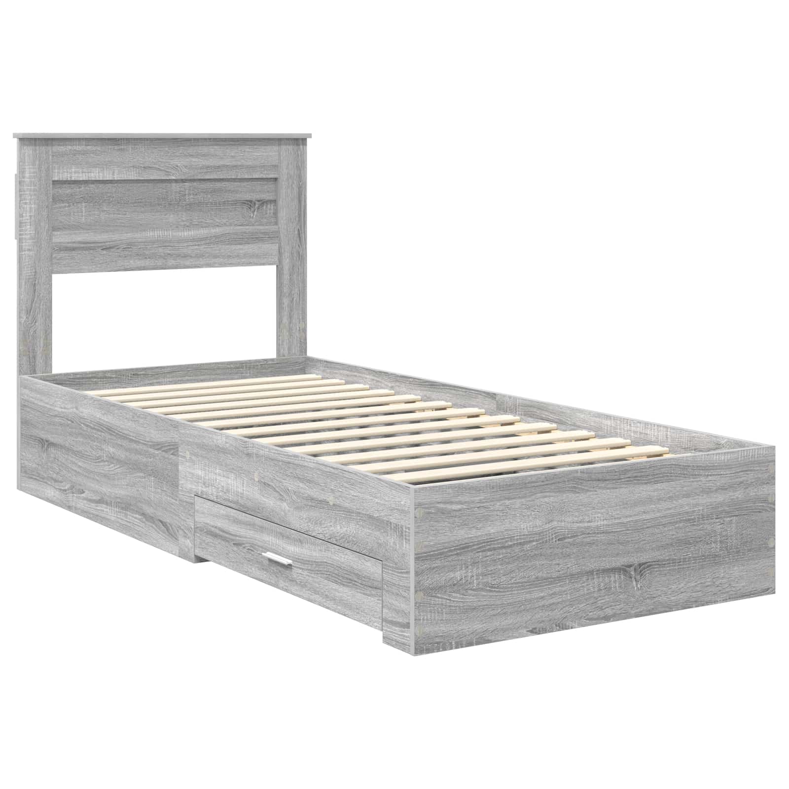 Krevetna konstrukcija Sivi Sonoma i srebrna 75 x 190 cm